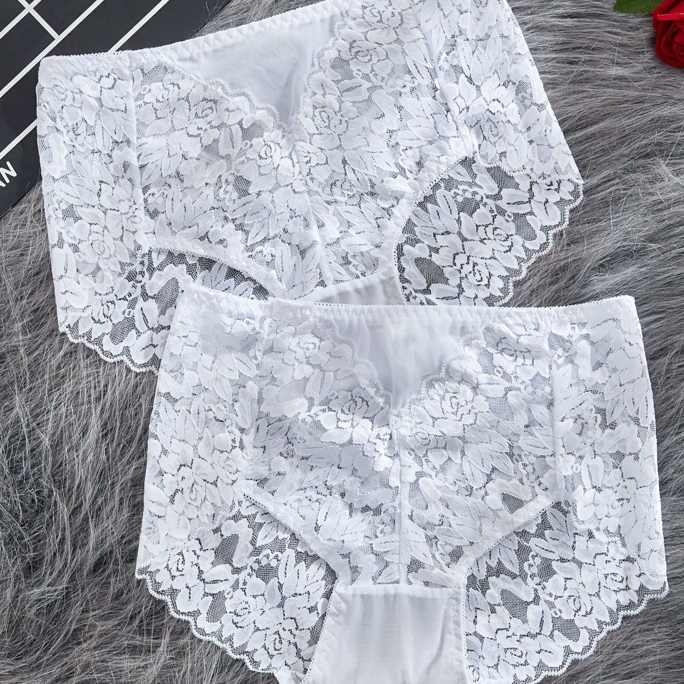 Image of 2pcs Elegant Lace Briefs For Women - Breathable & Comfortable, Semi- Panties With , Perfect For Daily Wear, Beach, Yoga & Gifts