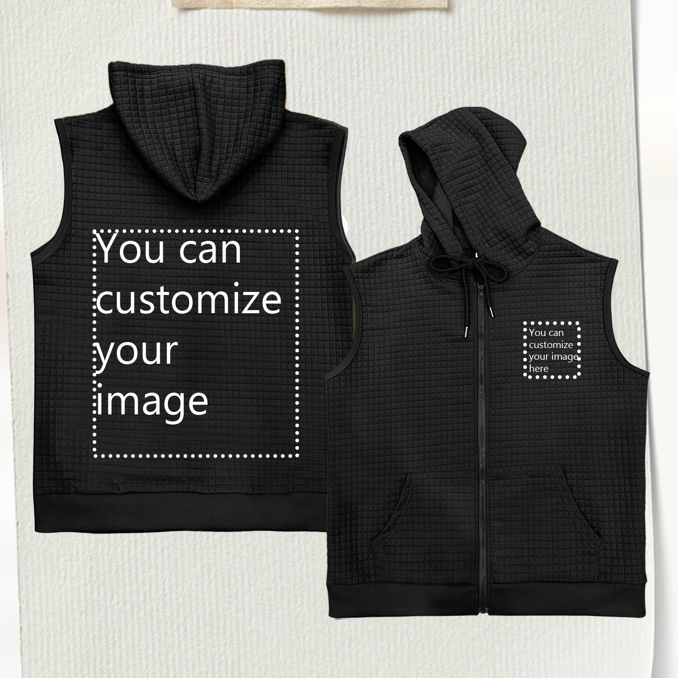TEMU Giacca con Cappuccio Zip-Up Stampa Waffle Personalizzata