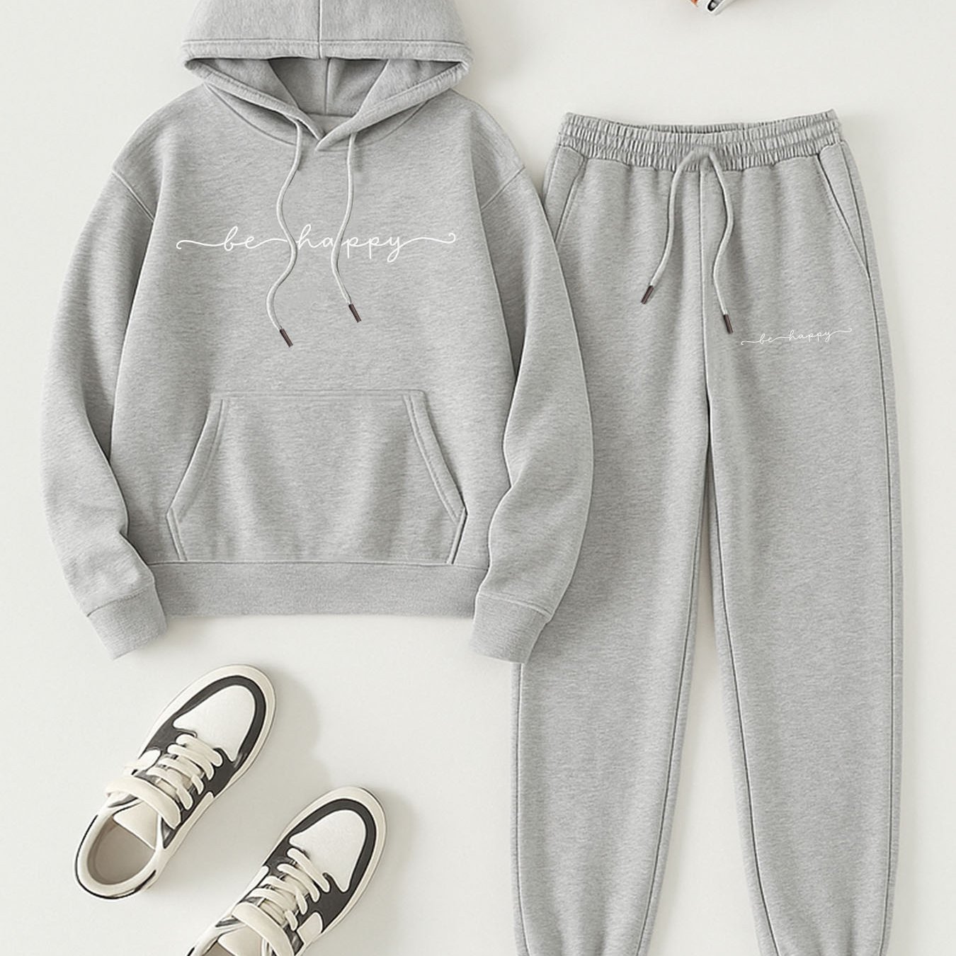 TEMU Plus Size European And American Women's New Autumn And Letter Printed Casual Two-piece Hooded Outfit