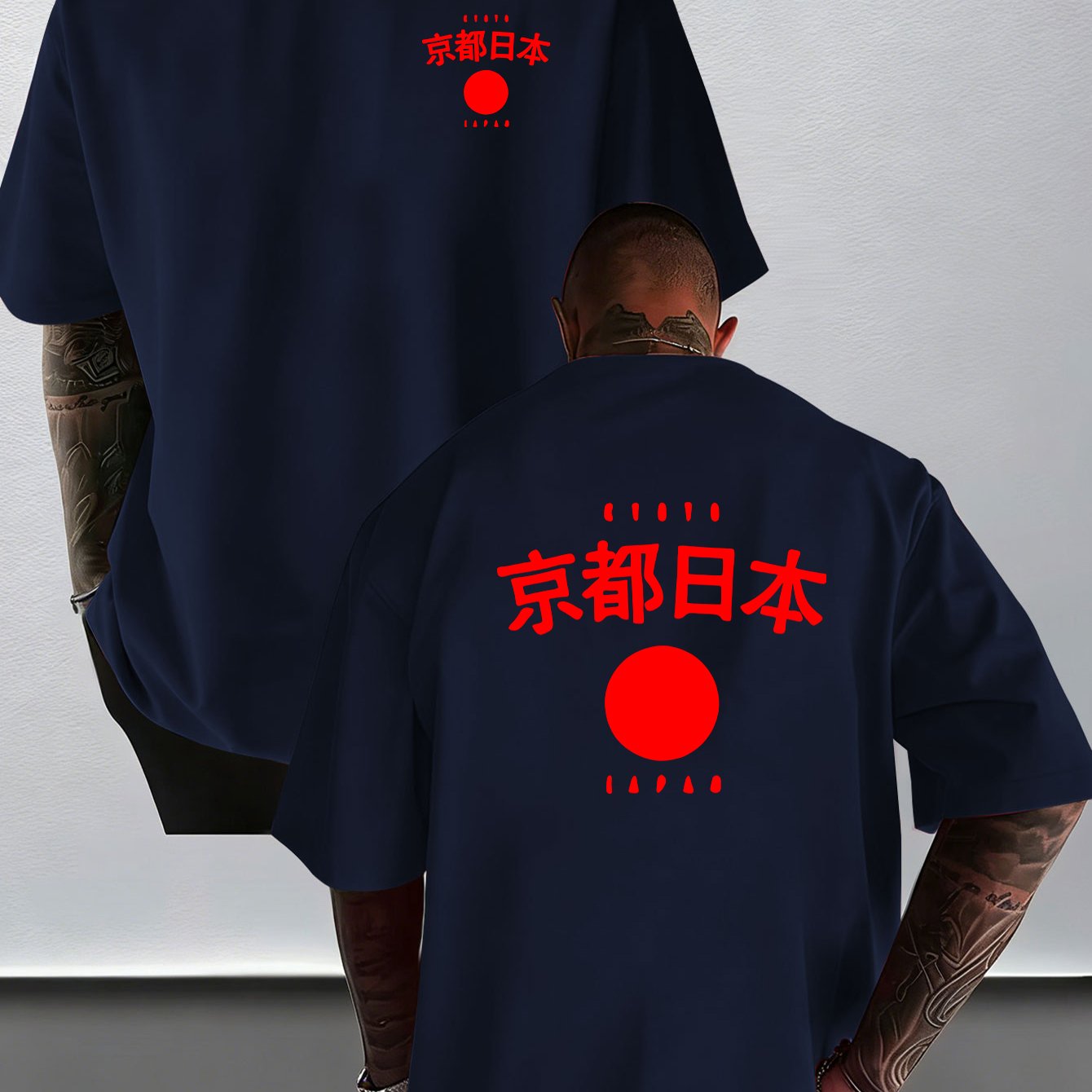 TEMU Trendy Brand Creative ' Print: Artistic Retro ' Men's Summer Fashion Short-sleeve T-shirt With Unique Front And Back Prints, Suitable For Casual