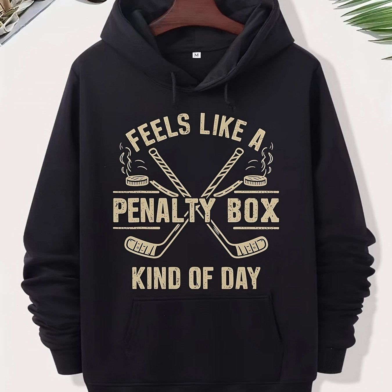 TEMU Sweat à capuche de hockey vintage - Unisexe - Ensemble couple assorti avec imprimé de bâtons et de patins de hockey, vêtements décontractés