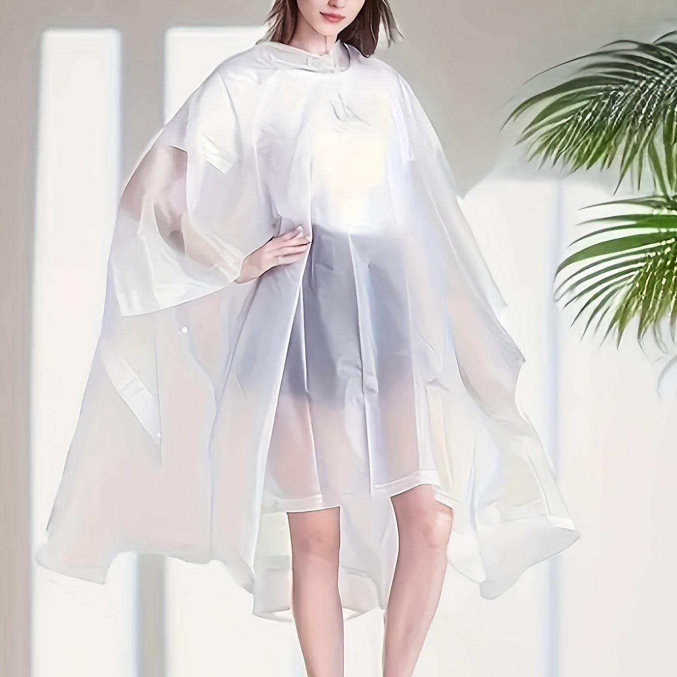 E-shop 1 Weißer Umhang-Stil Outdoor Freizeit-Regenmantel in hoher Qualität – Winddichter, Ganzkörper-Regenmantel mit Kapuze, tragbares leichtes Design,