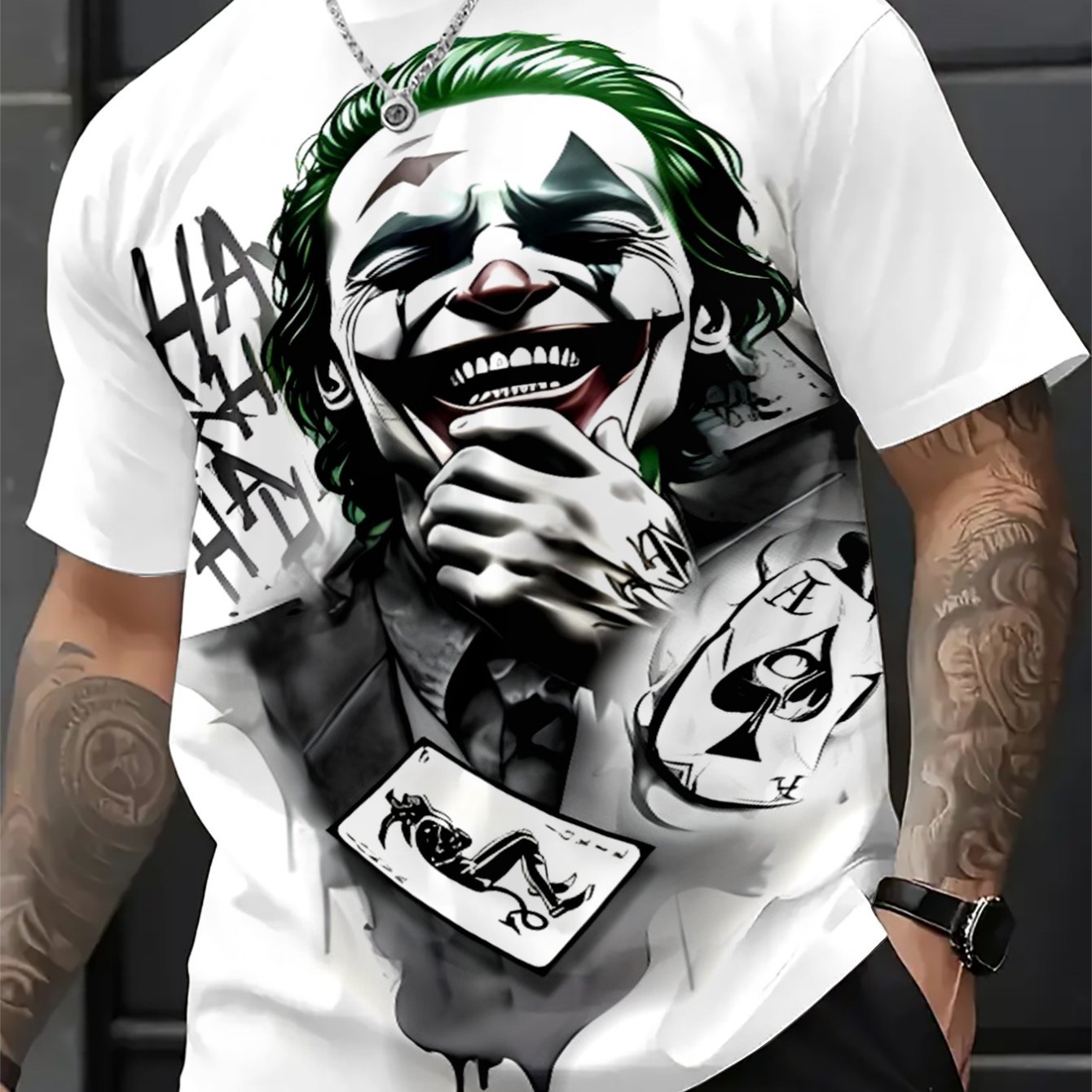 Image of Summer New Casual Clothing Collaboration, And Creative Short-sleeve T-shirt, Fashionable Clown Print, Casual Sports And Comfortable Neck Pullover Clothing