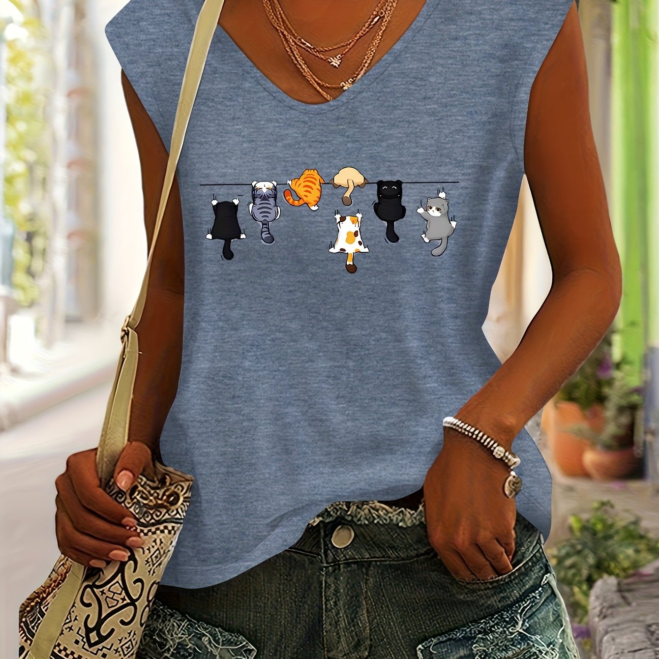 TEMU Camiseta de mujer de estilo europeo y americano, casual, sencilla y cómoda para uso diario, de manga corta, hombros sin costuras, con cuello en