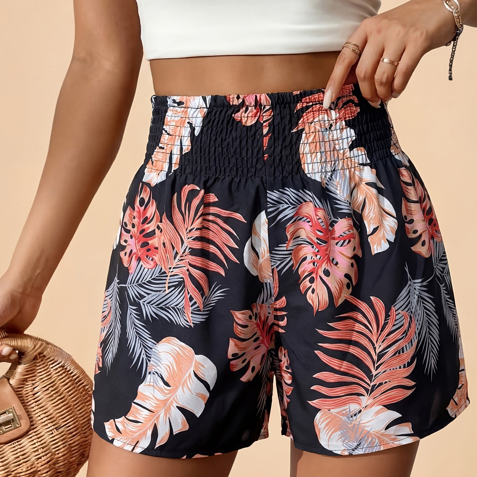 TEMU Women's Summer Beach Shorts, Tropical Shorts