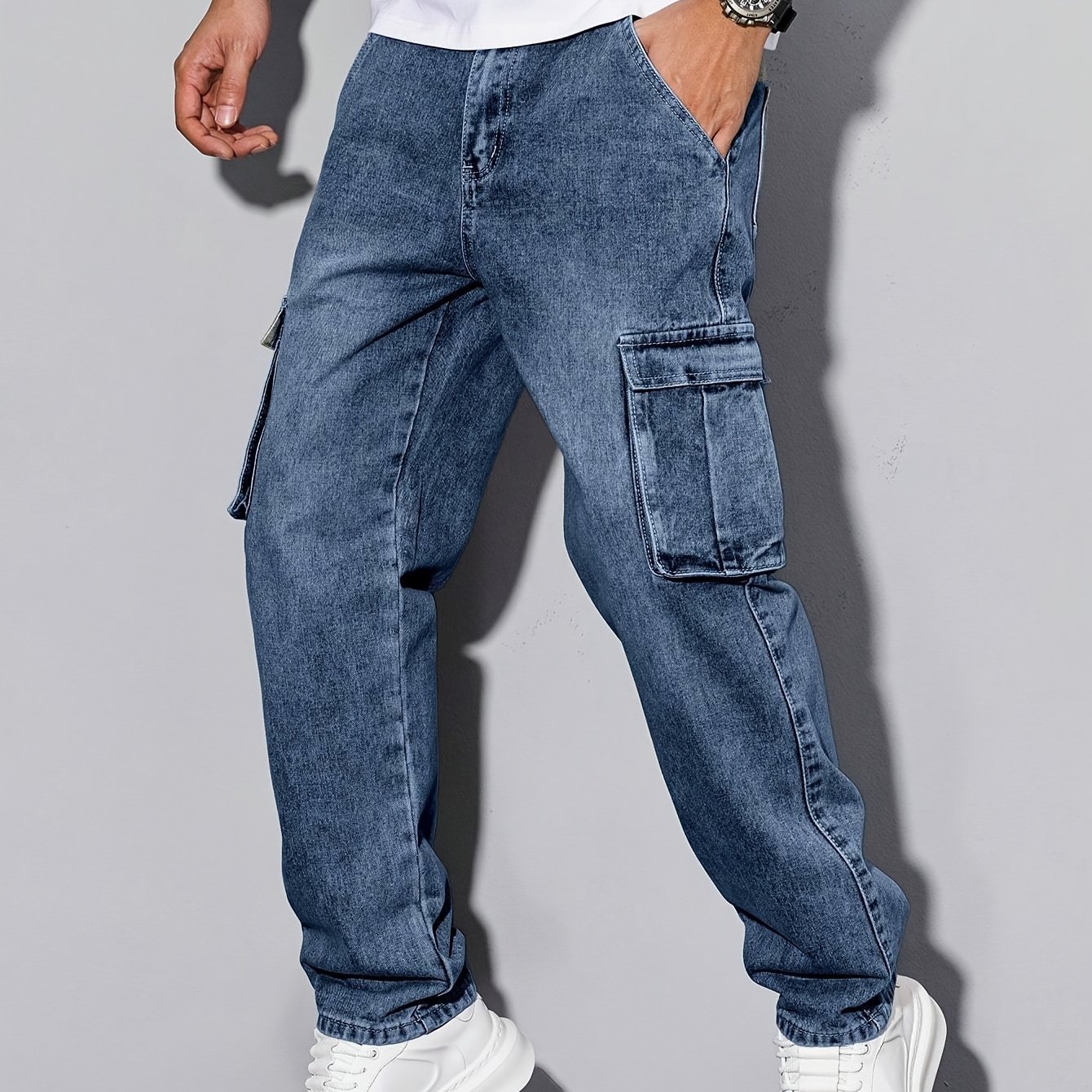 Men's Jeans, Durable Work Trousers For Outdoor Activities, With Multiple Pockets; Machine Washable Cargo Pants, An For Holiday Gifts