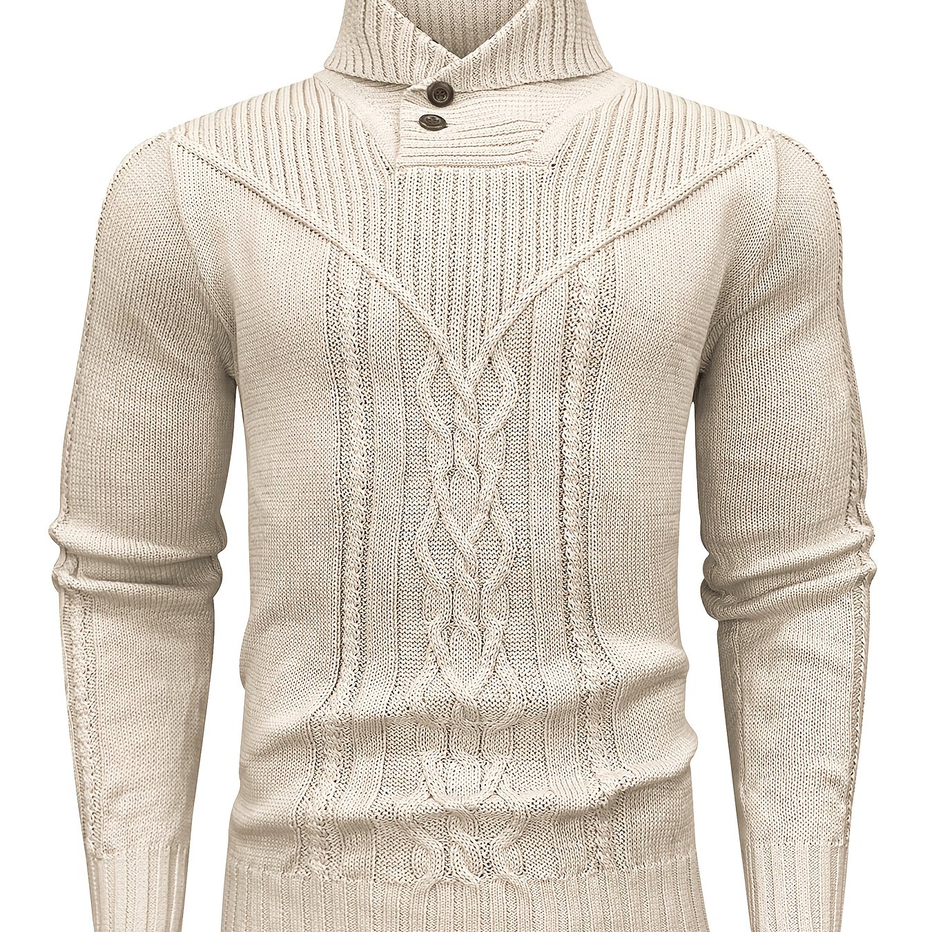 E-shop Herren-Strickpullover mit großem Revers – Warmer, modischer Ripppullover mit hoher Dehnbarkeit, elegante Herren-Strickware