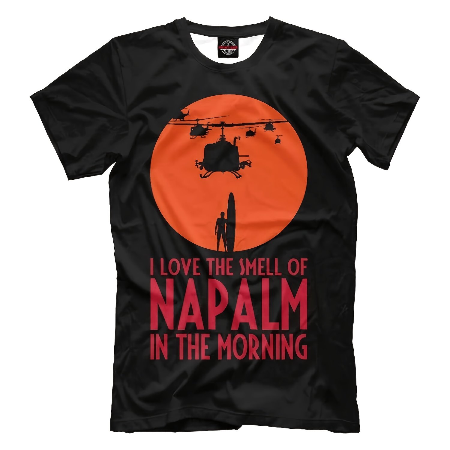 Men's "i Love The Smell Of Napalm In The Morning" T-shirt - Print Short Sleeve Crew Neck Tee, Non-stretch Regular Fit Casual Shirt Suitable For Wear, Machine Washable Apparel For Men