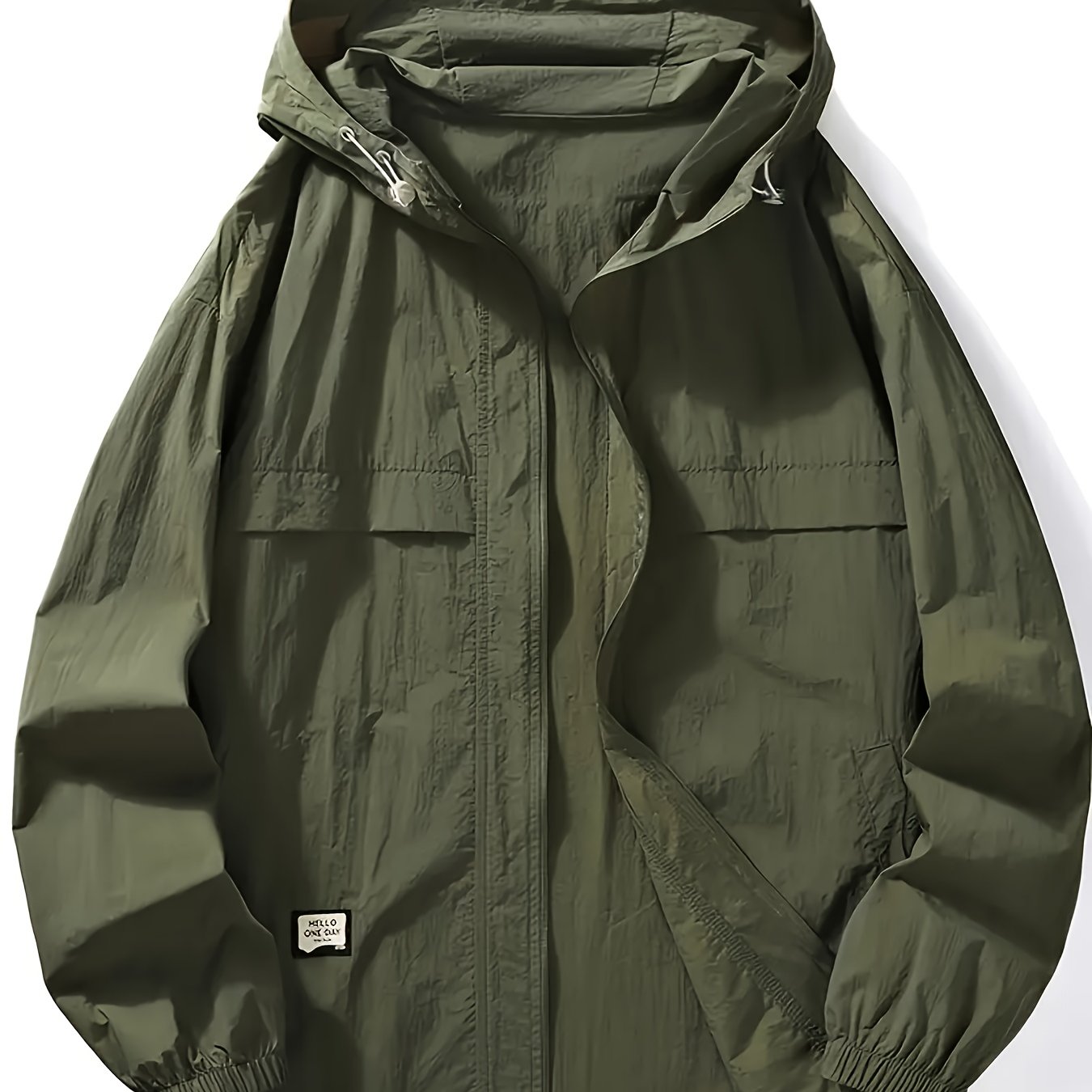 TEMU Plus Size Men's Lightweight Hooded Jacket, Casual Sport Jacket, Loose Outdoor And For Spring And Autumn, Plus Size