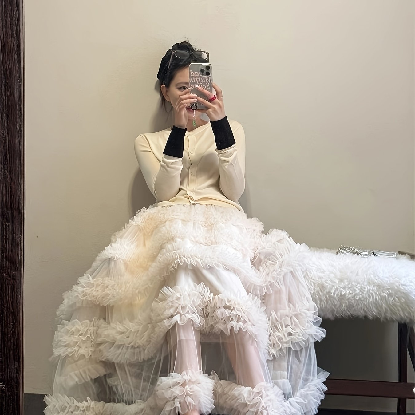 TEMU Pompadour Skirt, Layered Cake Skirt, Whimsical Gauze Skirt