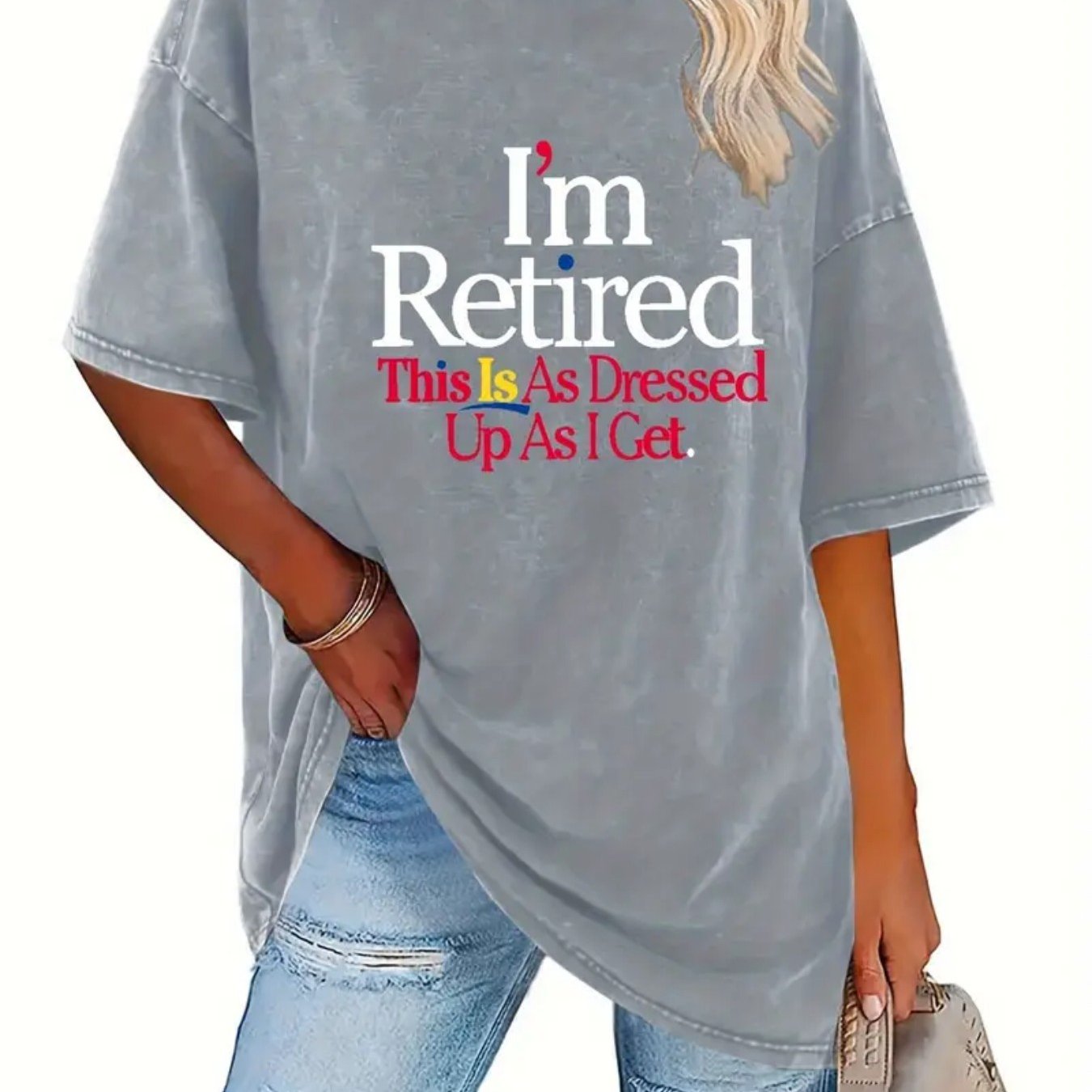 TEMU Women's Heavyweight 100% Vintage Washed T-shirt - Oversized Loose Fit Neutral Round Neck Short Sleeve Top, Soft Durable 100% Vintage Washed