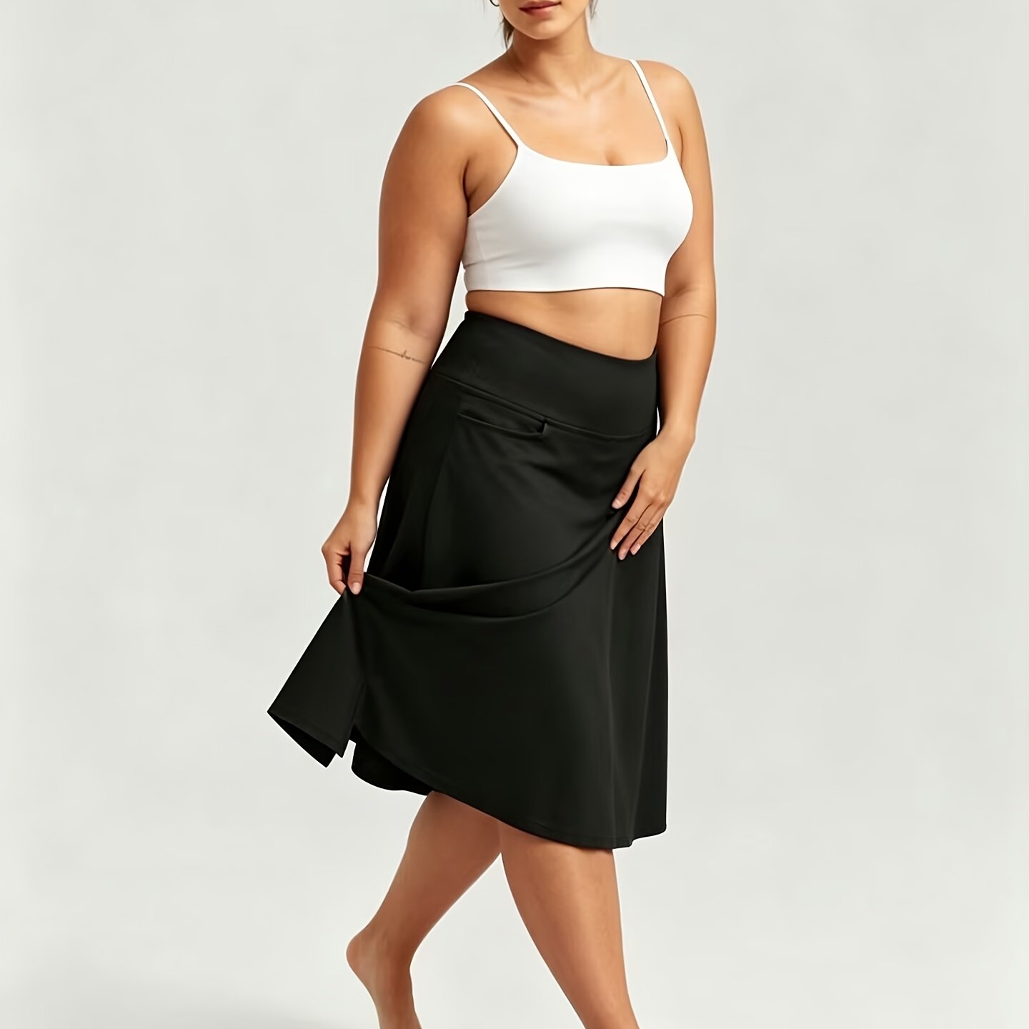 TEMU European And Fake Two-piece Sports Tennis Skirt Pants Yoga Fitness Anti-exposure Running Quick-drying Women's Golf Skirt