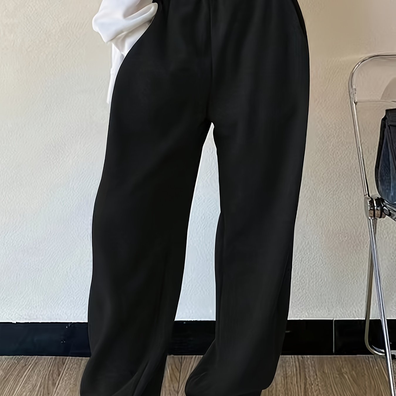 E-shop Damens Freizeithosen in Unifarben – Maschinenwaschbare Winterhose für Herbst & Winter, Bequeme Casual-Hose aus weichem Stoff, Lockere Passform