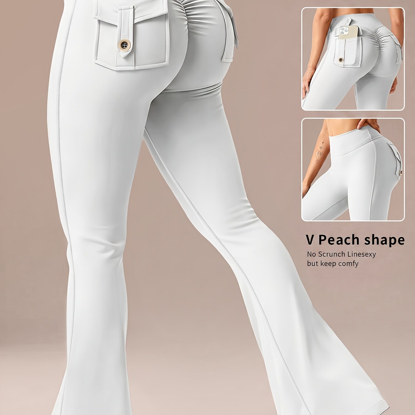 TEMU Pantaloni a d'elefante da esterno da donna con tasche, Pantaloni sportivi aderenti da donna, Pantaloni da fitness e yoga per il sollevamento