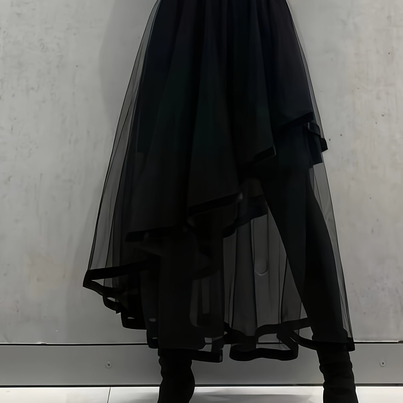 TEMU Women's Asymmetric Mesh Skirt High Waist Elegant A-line Long Skirt Holiday Party