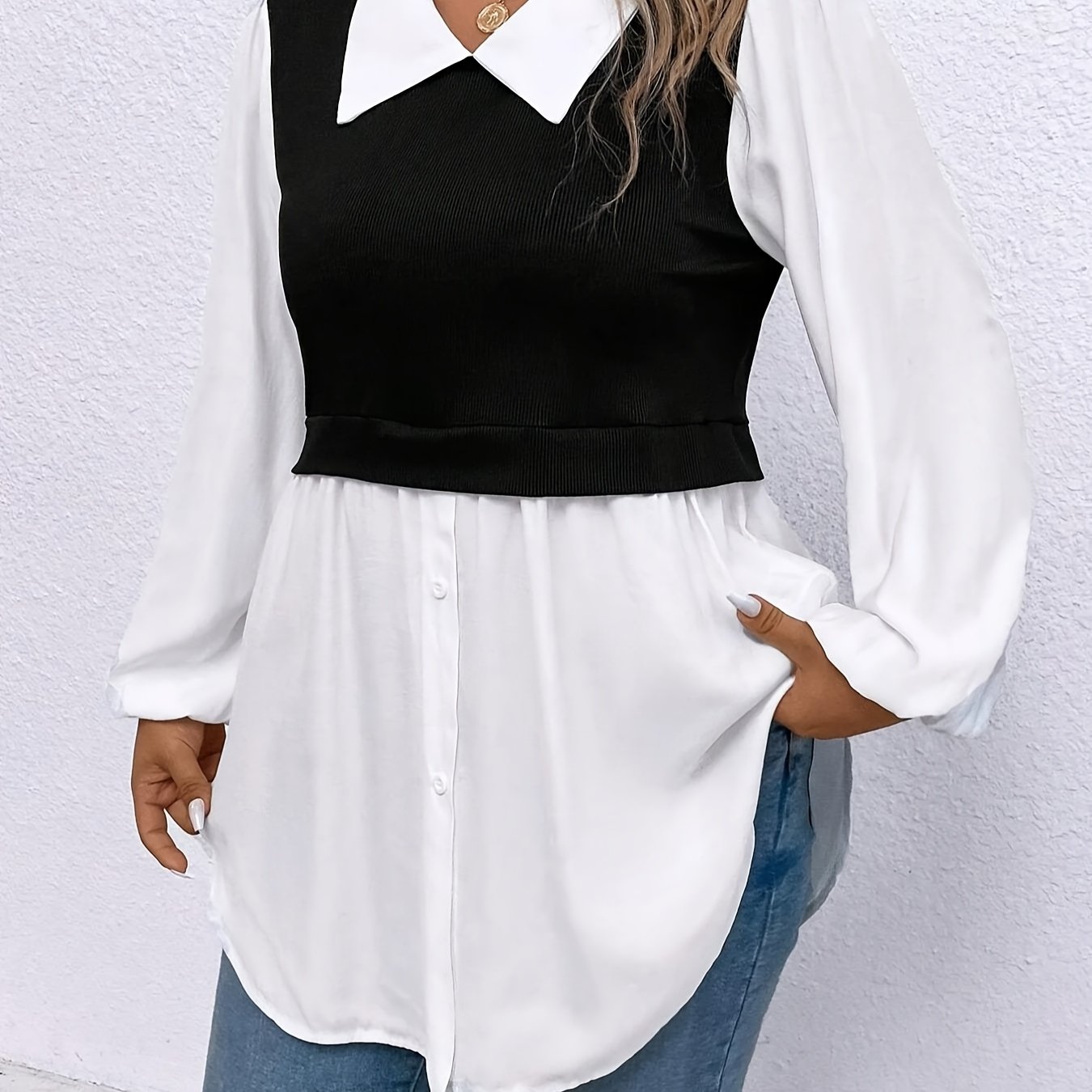 Image of Plus Size, Plus Size Women' 2-in-1 Look Shirt