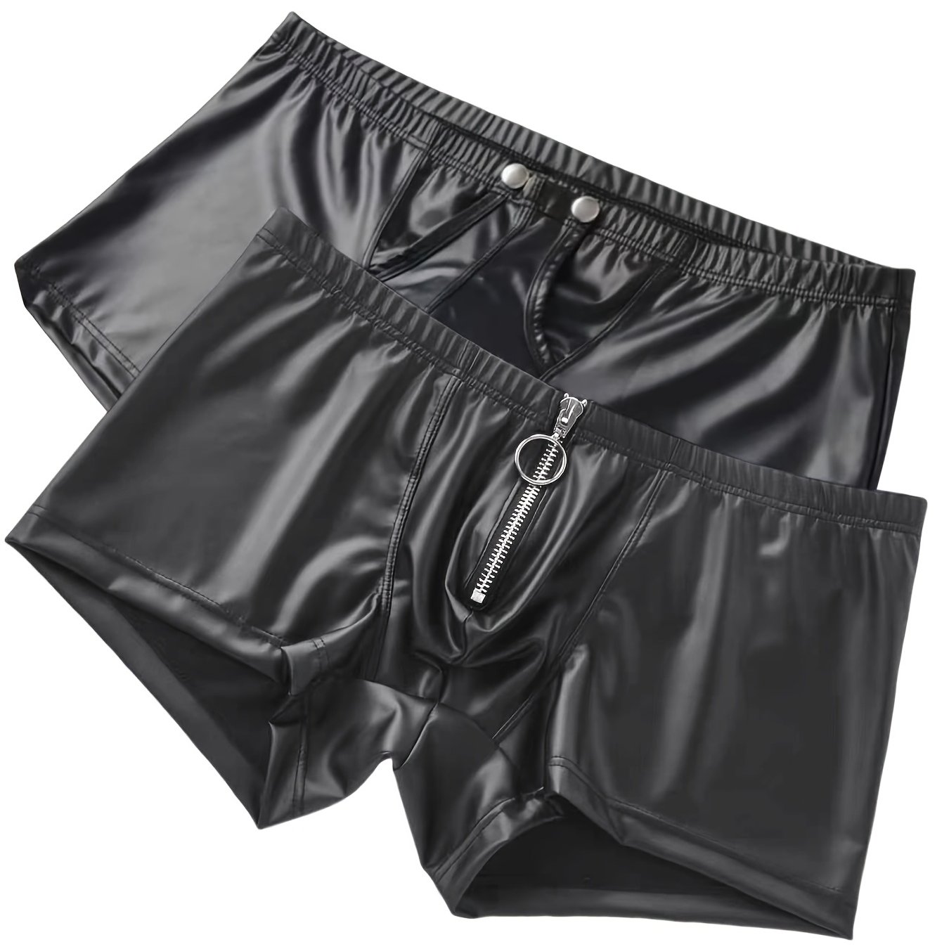 2pcs Men Boxershorts Underwear Zipper Metal Rivet Button Trunks For Men