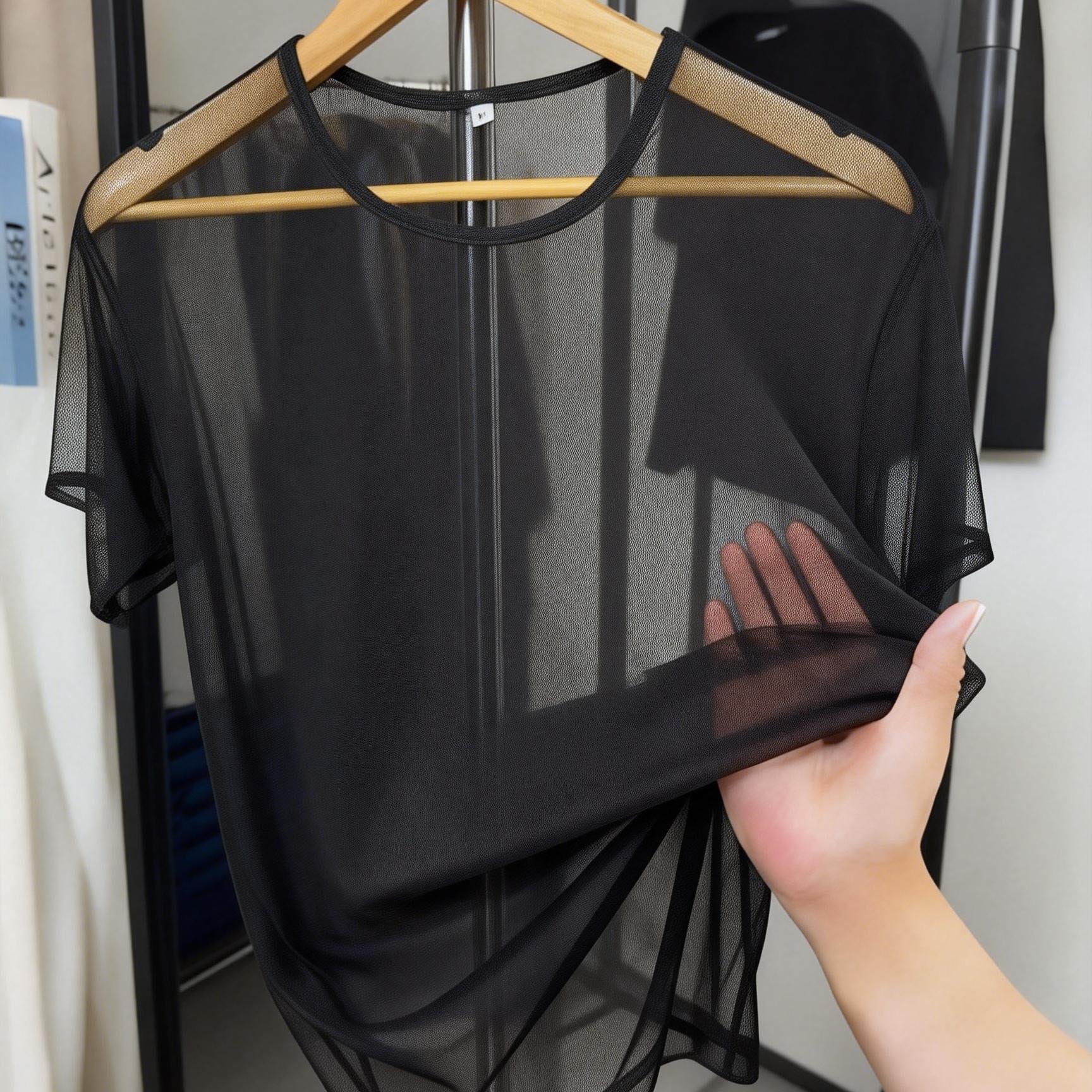 TEMU T-shirt da a maniche corte in rete traspirante: maglia a ad asciugatura velata, , casual, versatile, da regalare al partner