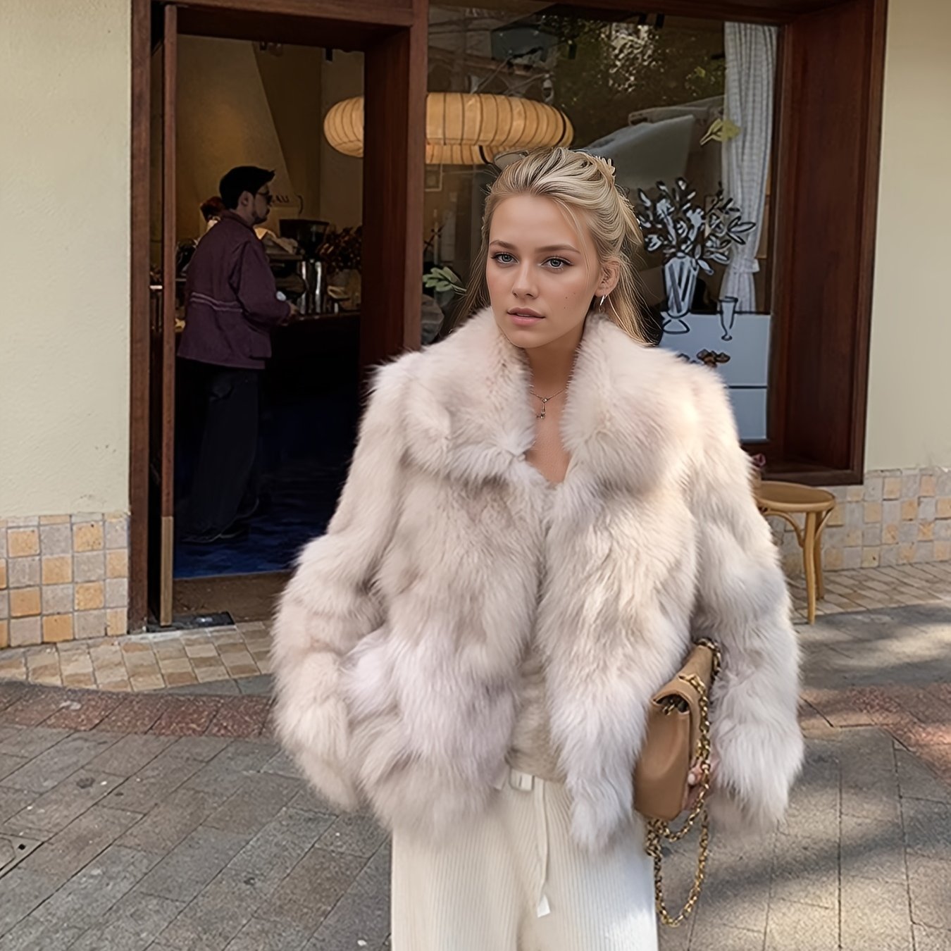 TEMU And Fashionable Faux Coat For Women, --up Collar Warm And Cold-proof, Loose, And Fluffy Coat, New Autumn/winter 2025 Collection