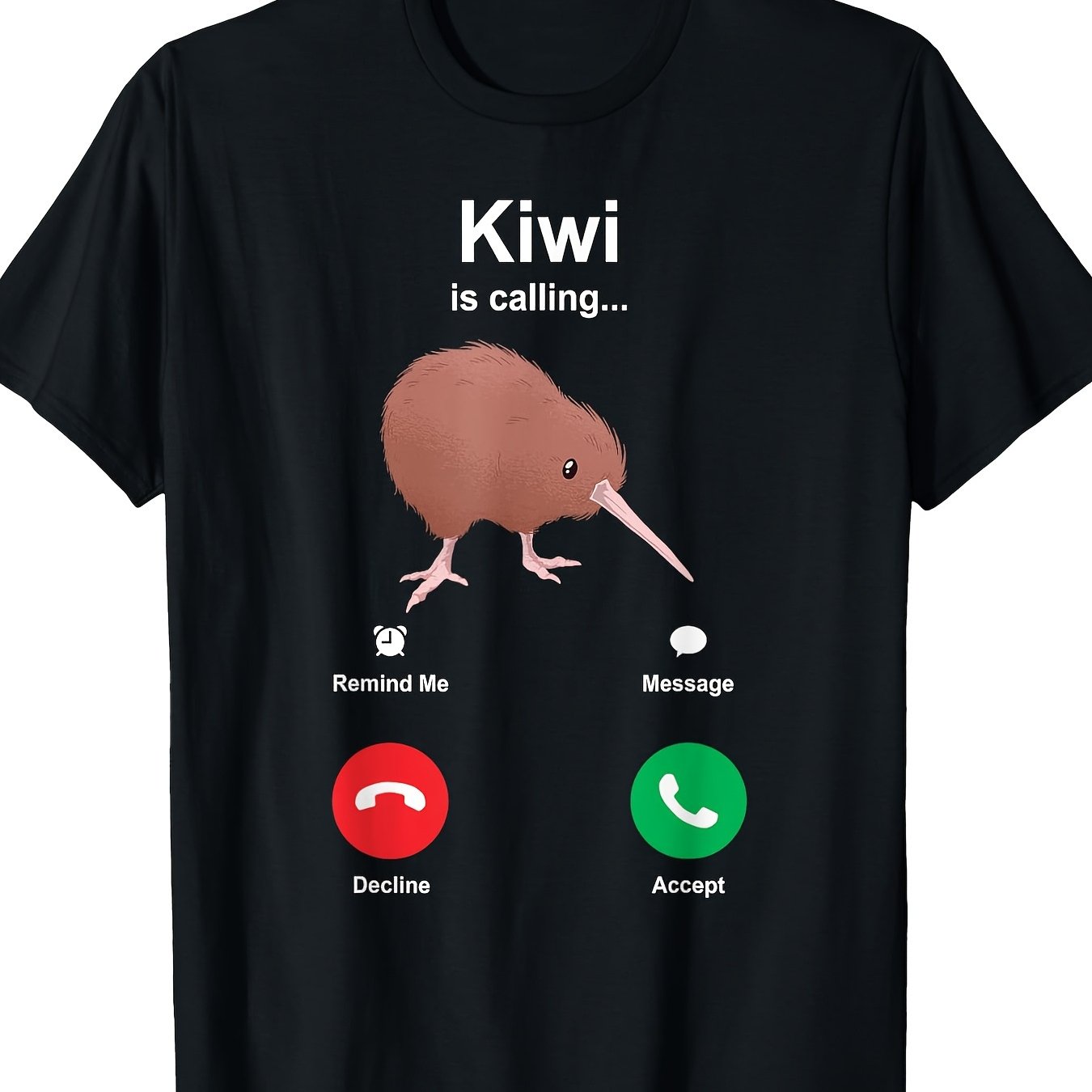 TEMU Kiwi roept Kiwi vogel T-shirt 180g T-shirt, 100% katoen T-shirt
