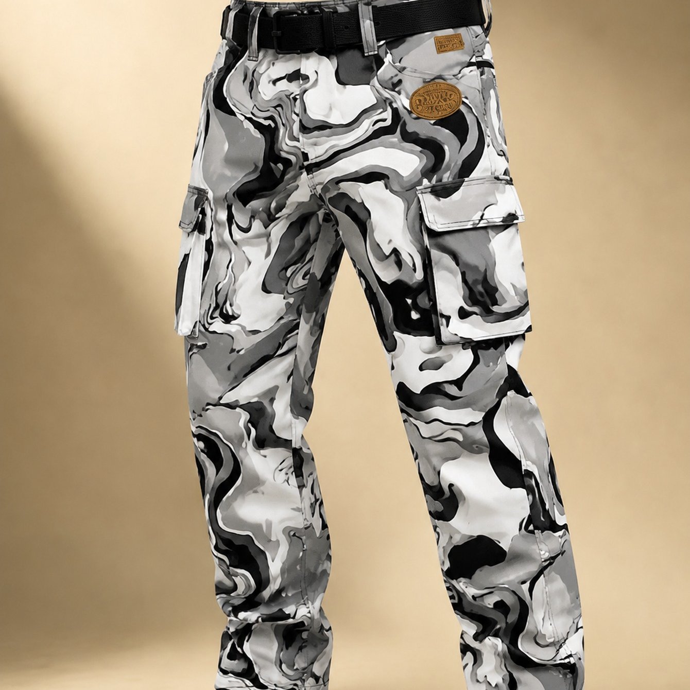 Image of 2026 Men's Printed Work Trousers (beltless) - Stylish Casual Versatile Men's Trousers, For Everyday In Trendy Black And Pattern. Perfect Blend Of Comfort And Fashion For Occasion