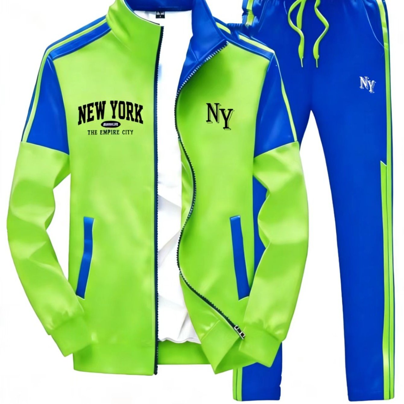 Image of Two-piece Set. This Stylish Men'-piece Tracksuit Includes A Jacket And A Pair Of Sweatpants, Perfect For Outdoor Activities And Makes A Great Holiday Gift