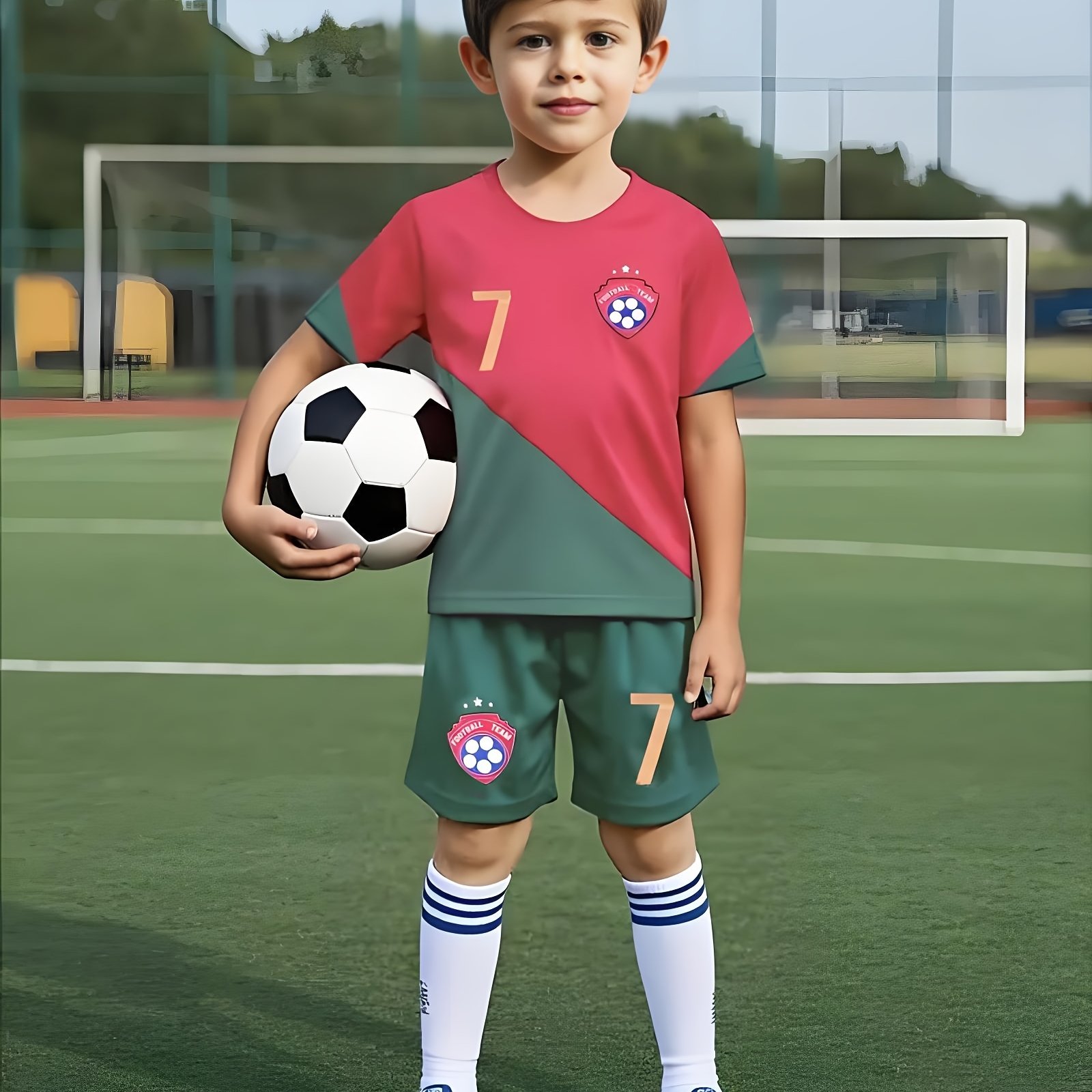 Image of Summer Quick-dry Outfit For Boys, Featuring A Short-sleeve Top And Shorts, Perfect For Soccer Activities, For Outdoor