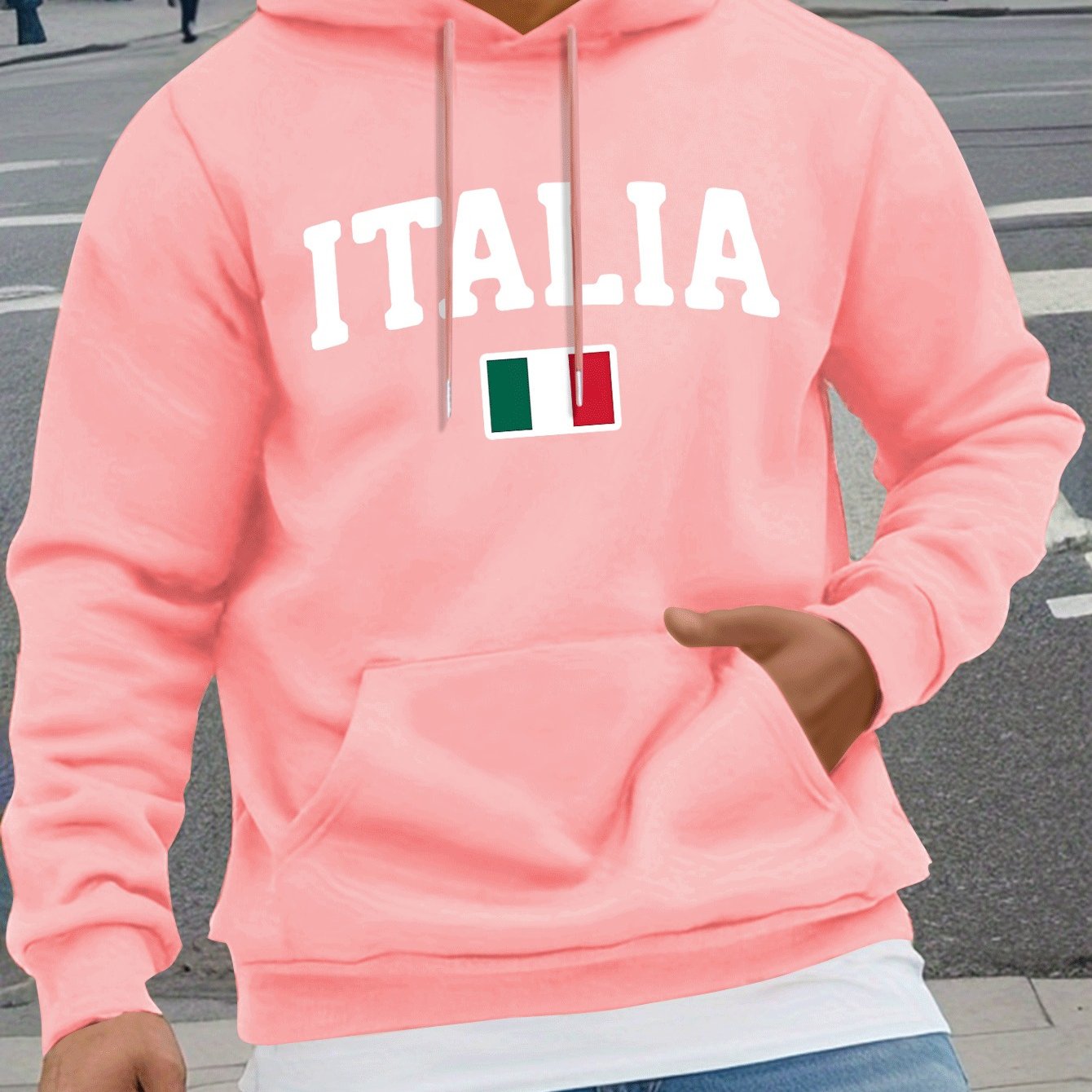 TEMU ITALIA Print, Sudadera con capucha casual y cómoda para hombre, de larga , top versátil casual para otoño invierno, de moda, cómoda y