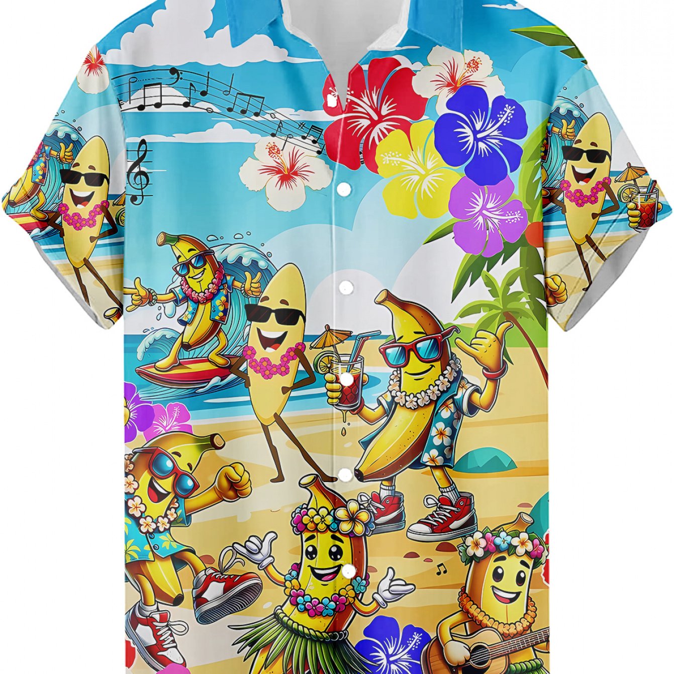 TEMU Men's Hawaiian Shirts Funny Banana 3d Beach Vacation Casual Shirt Summer Aloha Shirts