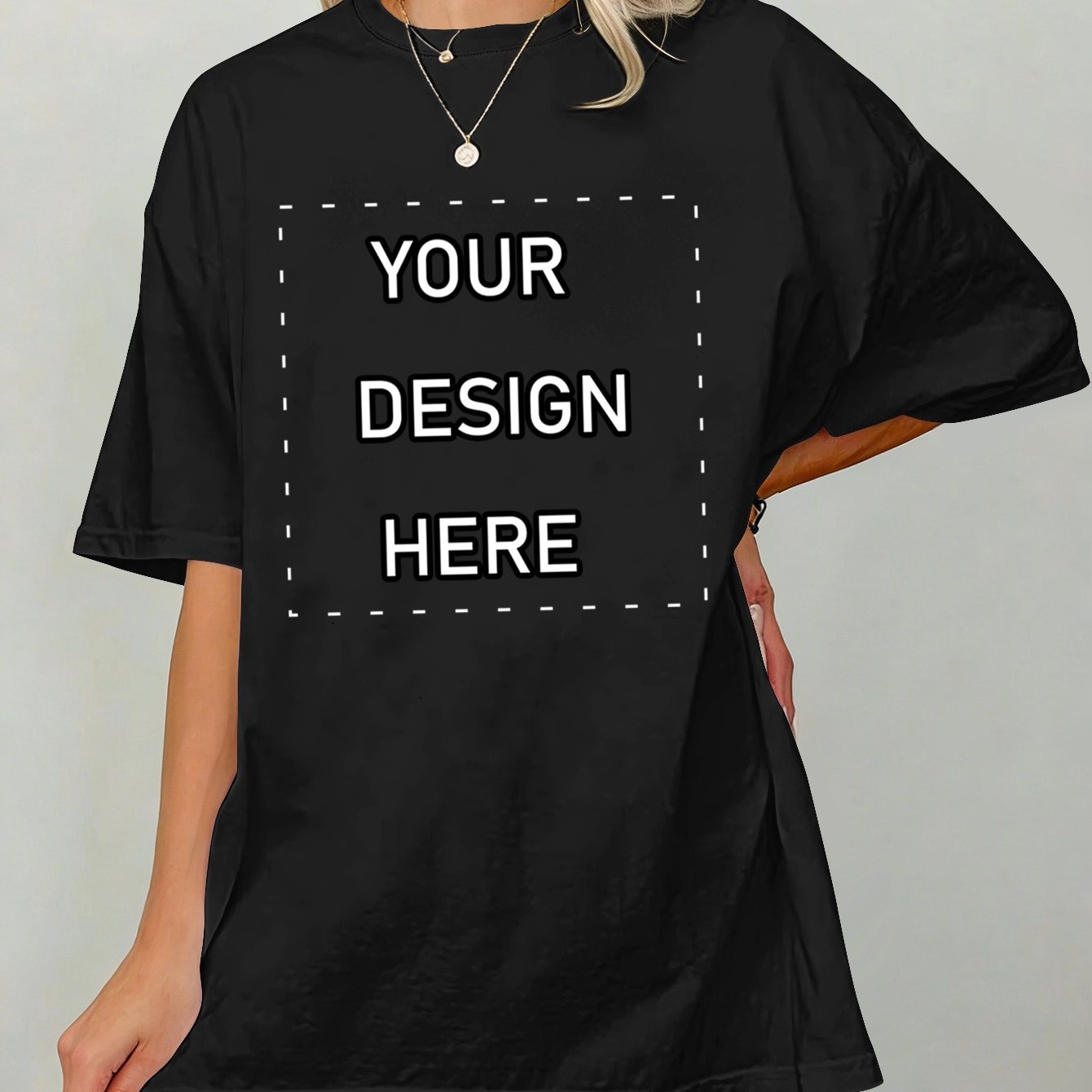 TEMU Plus Size, Personalized Customized T-shirt, Women's Top, Customizable With Photos/logo/patterns/text, Etc., Team Wear, Family Outfits, Couple
