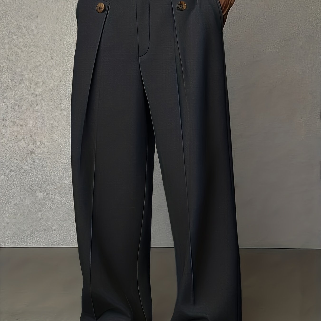 Men's Spring/autumn Zippered Suit Pants With Button Decoration