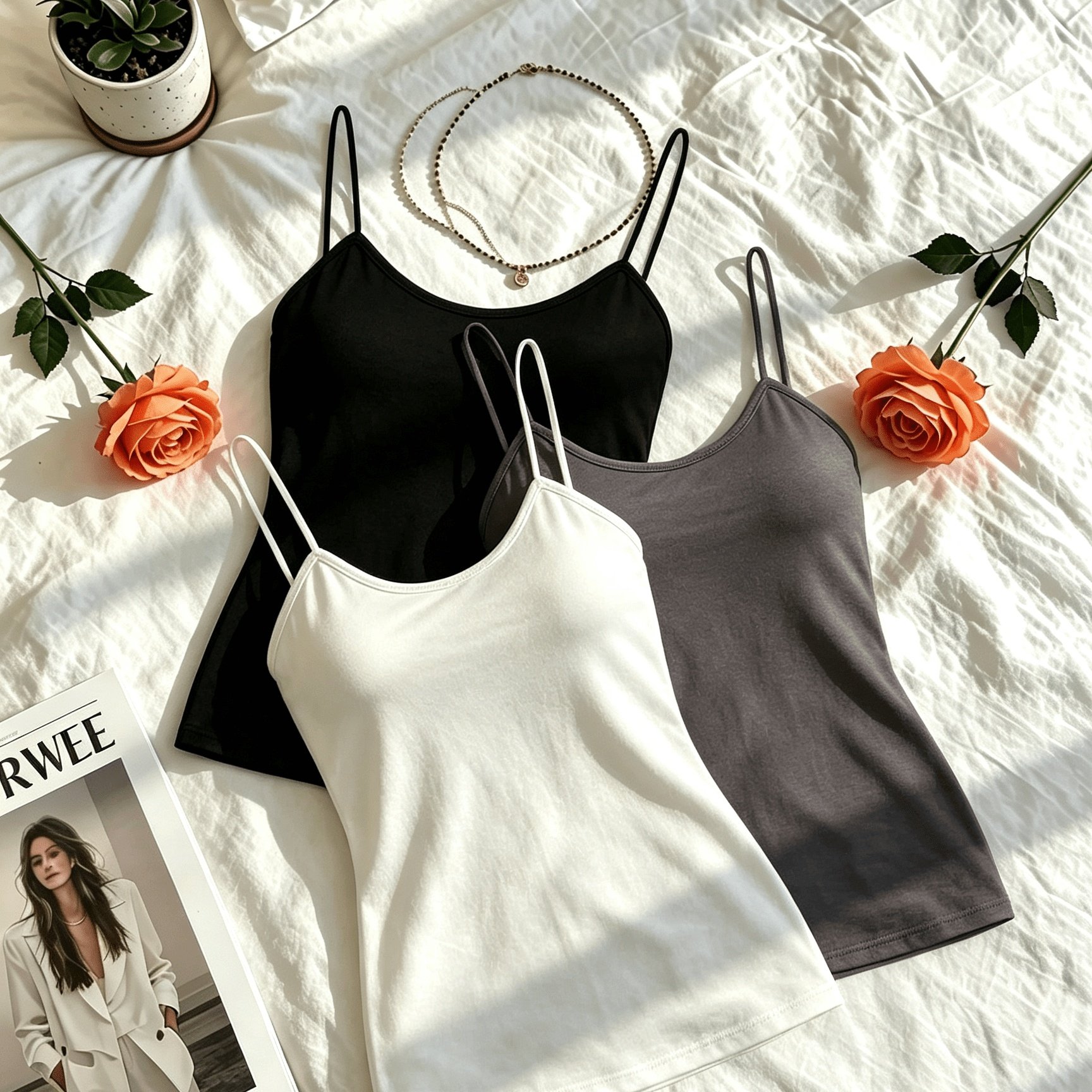TEMU 3 stuks Dames Kleur Casual Off-Shoulder Tanktops