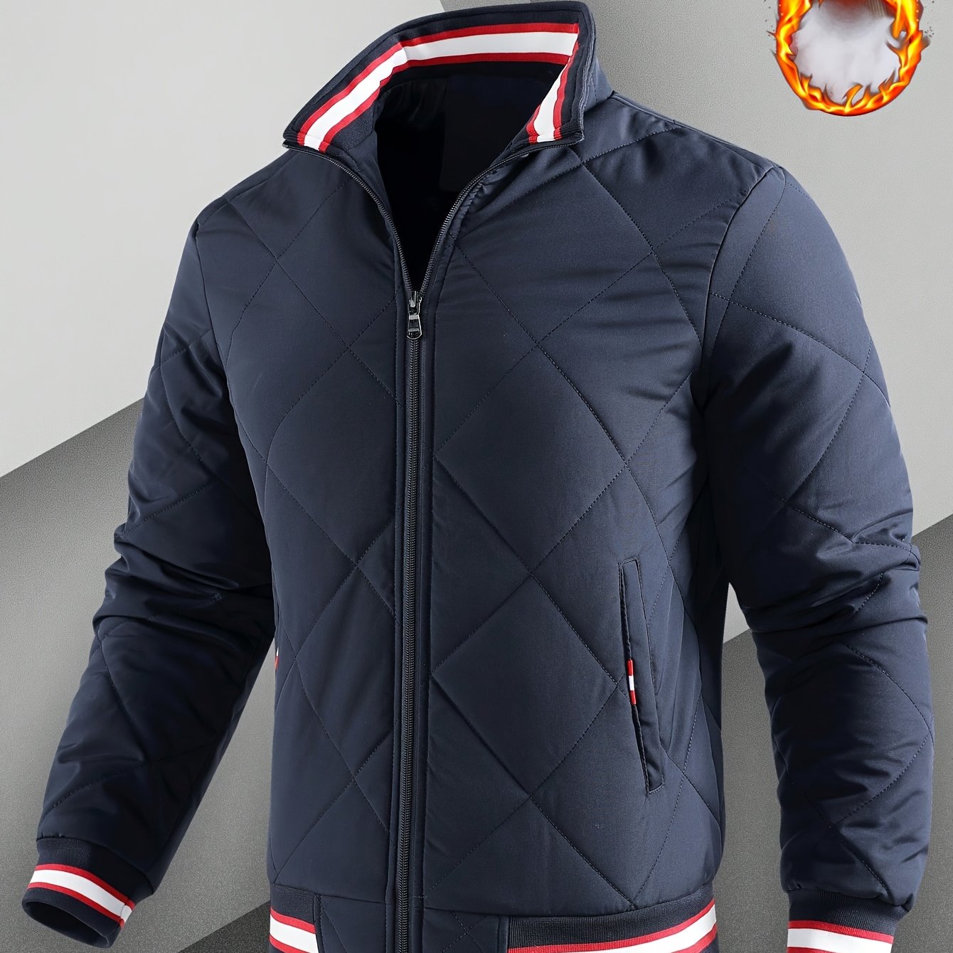 TEMU Autumn And Winter Men's Jacket Pins Thick Jacket Casual Jacket Baseball Suit Youth Jacket Warm Jacket Men Quilted Jacket Men