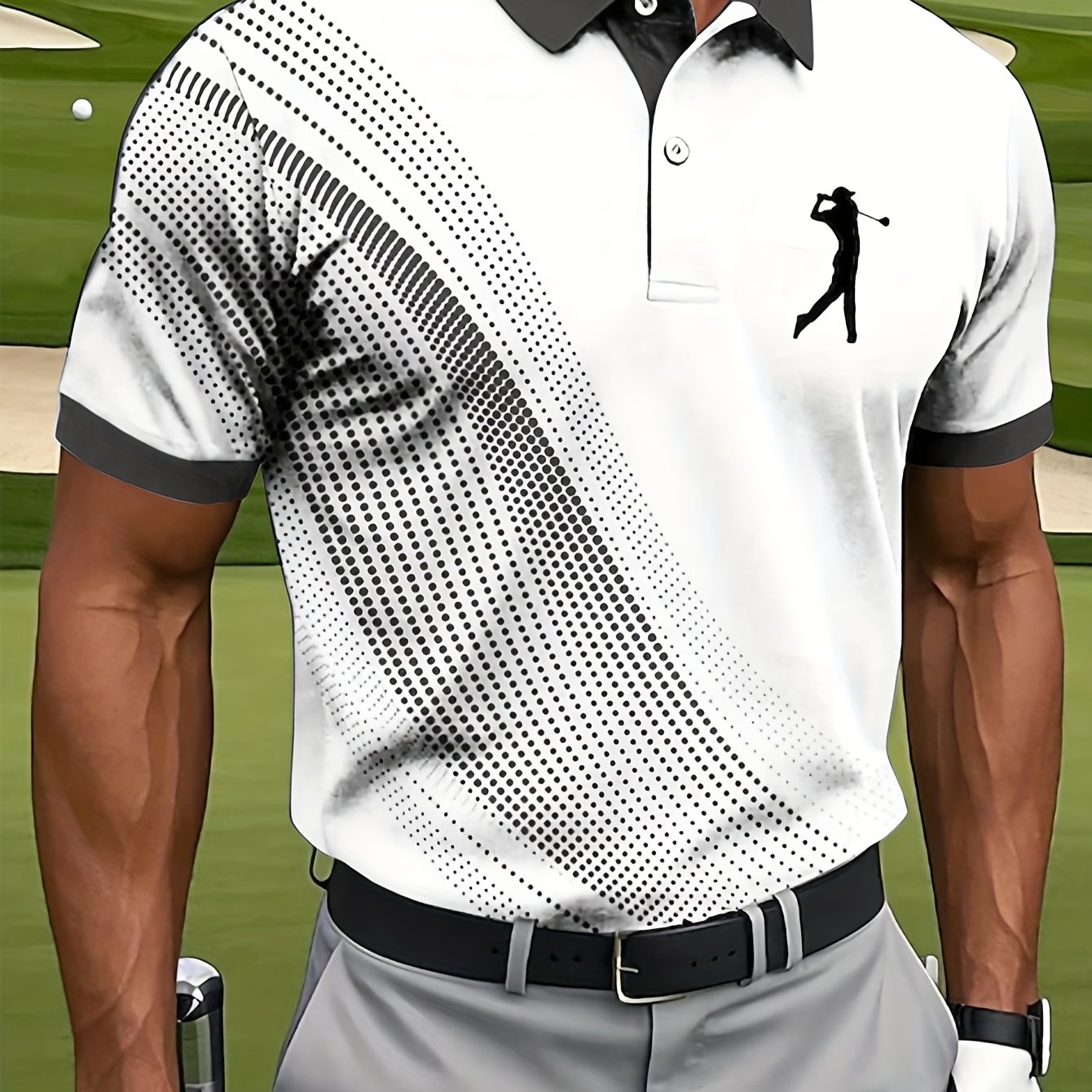 TEMU Men's Casual 3d Print Shirt, Comfortable Fabric, Suitable For Golf Course Swinging, Daily Leisure Walking, Park Gatherings, And More