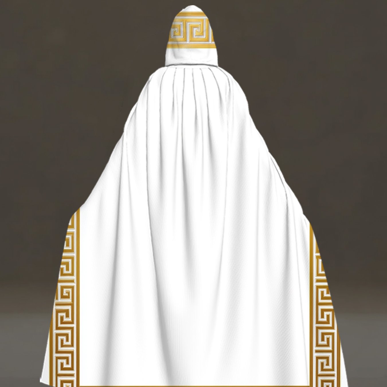 TEMU 1pc Robe à Capuche Motif Clé Grecque - Cape à Capuche avec Bordure Motif Clé Grecque Complète, pour Cosplay, Costume Grec, Fêtes de , à Thème,