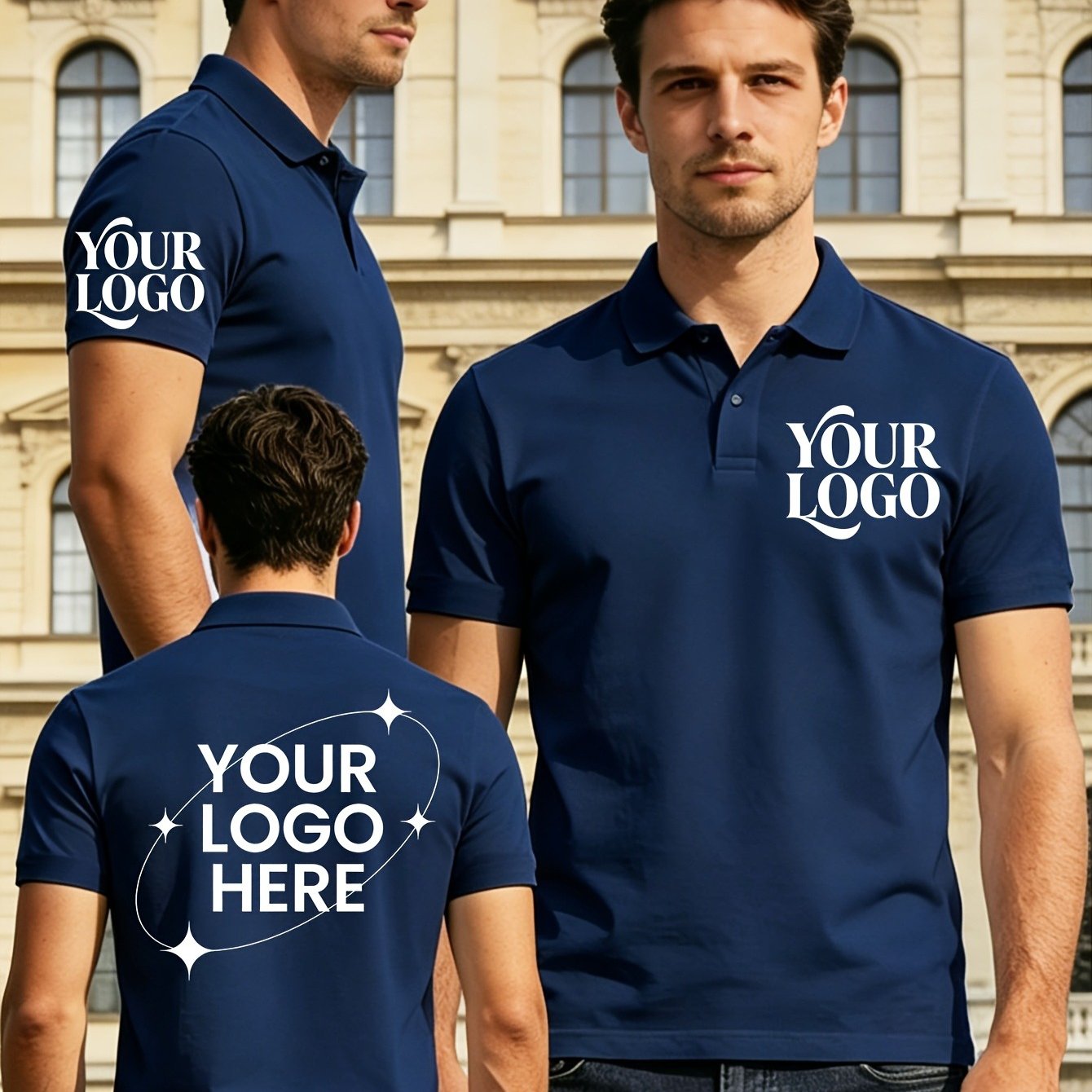 Image of Customizable Three-sided Printing, Men's Shirt, Graphic Design, 2026 Summer New Short Sleeve High Quality , Customizable /logo/team Group Photo Personalized Customization, Local Warehouse Shipping