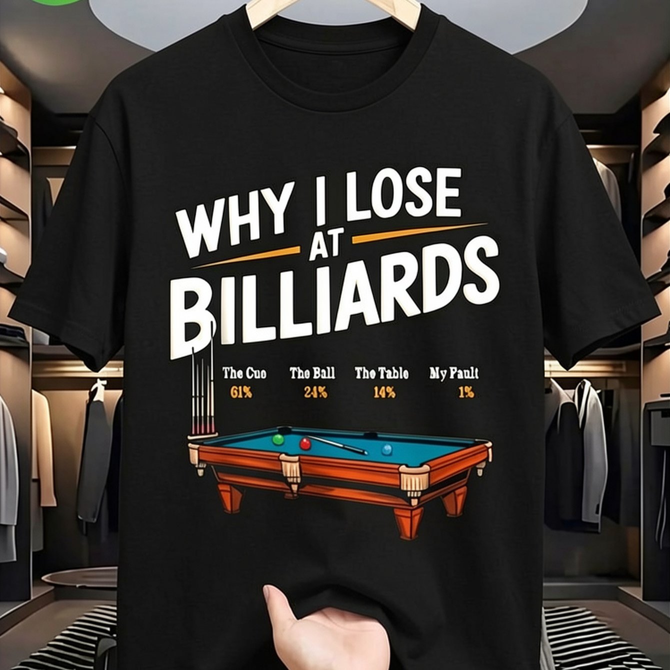 TEMU Why I Lose At Billiards Pool Player Billiard Snooker Funny T-shirt Vintage Band Concert Tour Gift