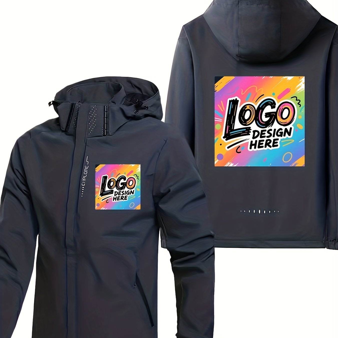 TEMU Custom Hooded Jackets - Add /text/design - Personalized Free Custom Logo/non-stretch Fabric, Suitable For Work, Events, Team Building -