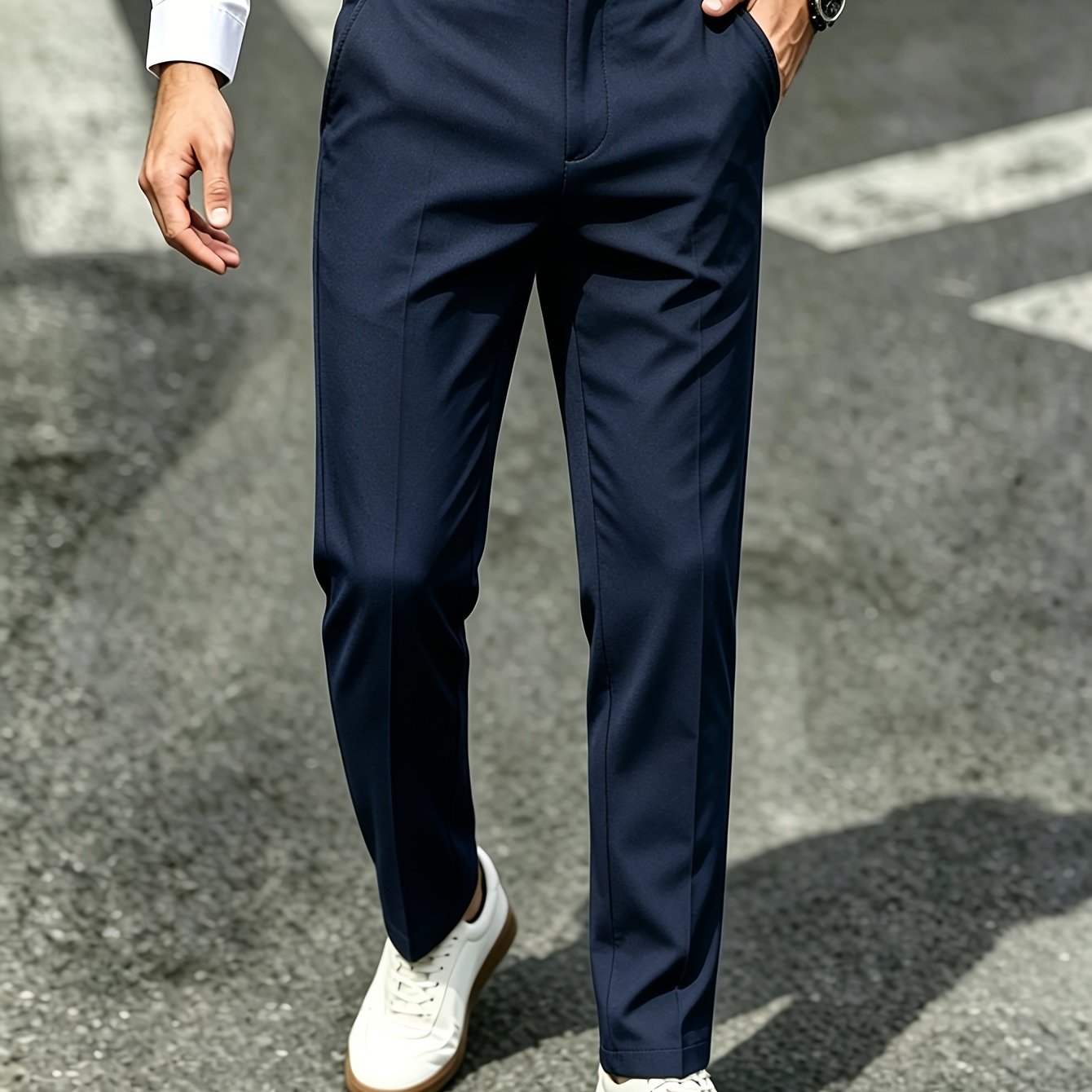 TEMU Men's Athletic Outdoor Casual Daily Versatile Travel Comfortable Breathable Casual Trousers Light Business Non-iron Wrinkle-resistant Formal
