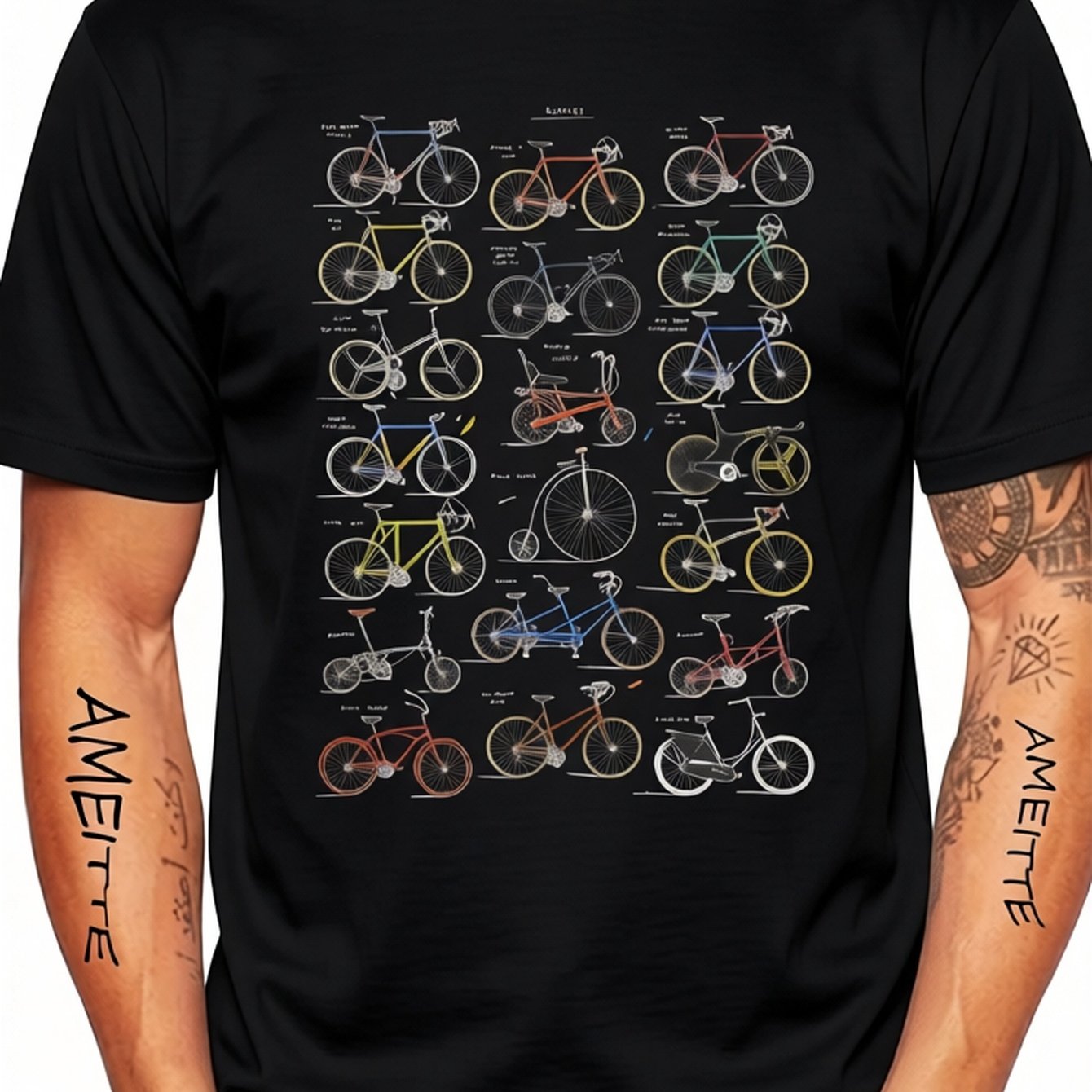 Image of Men's Retro Bike Riding T-shirt - Vintage Short Sleeve Top With Bike-themed Print, Breathable Casual Shirt For Road & Casual Attire, Machine Washable White Tee (regular Fit) - Cyclist Apparel