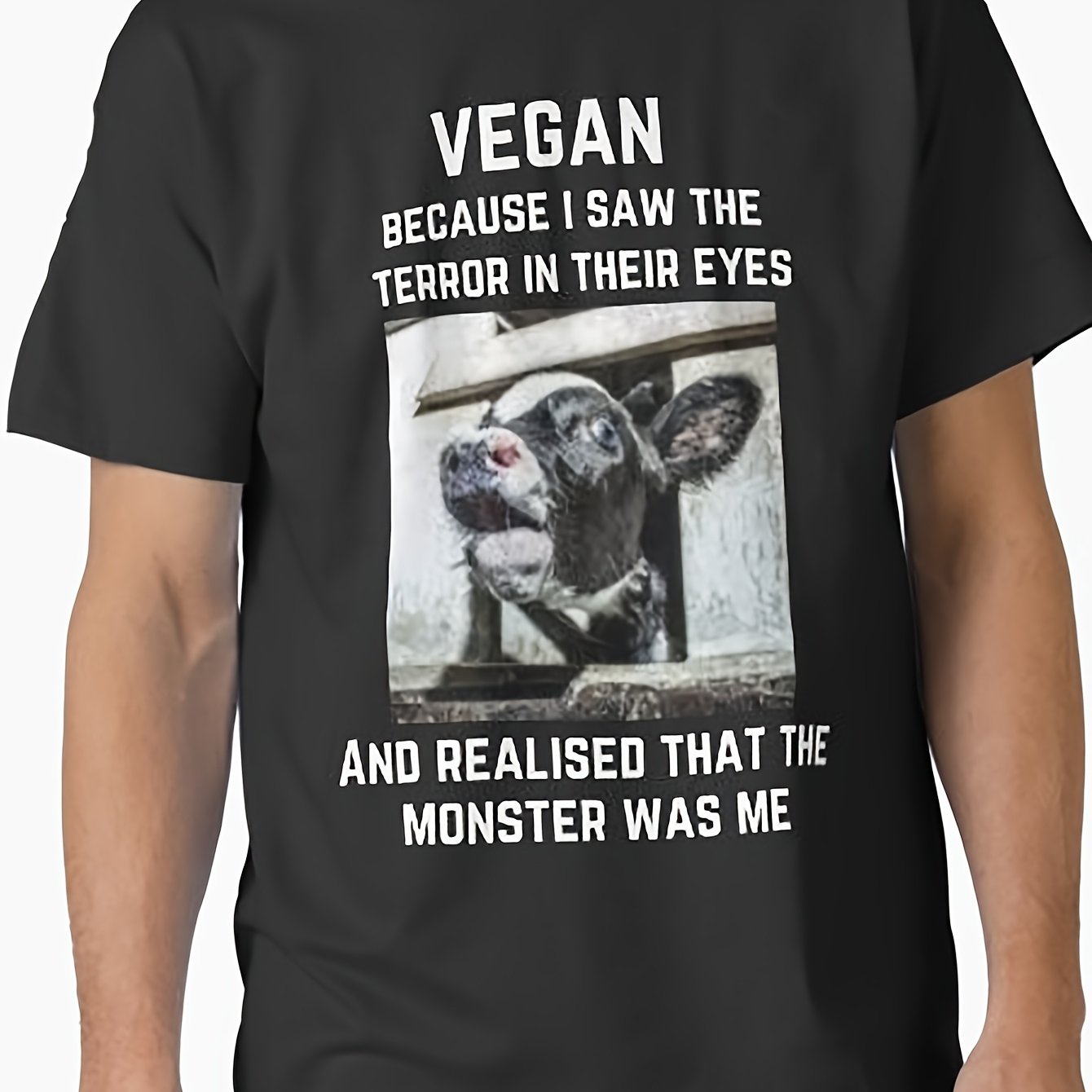 Image of Men' Vegan & Animal T-shirt - Suitable For - Casual Round Neck Tee With Vegan Slogan, Machine Washable Regular Fit Shirt For Animal & Casual Attire, Wardrobe Essential