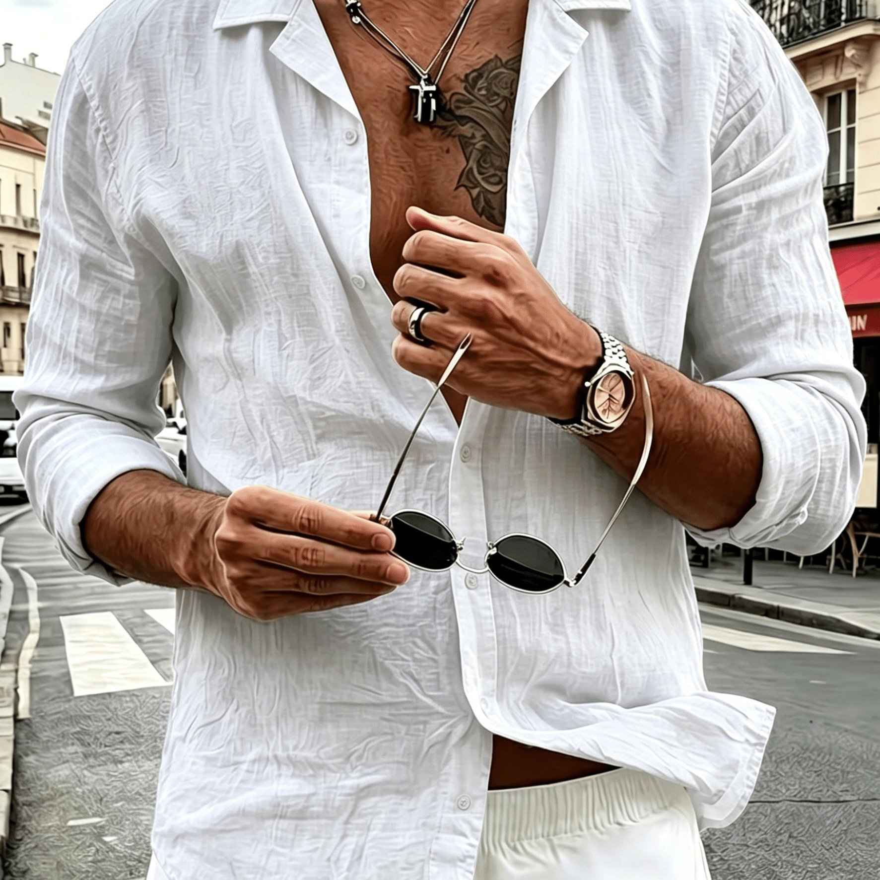 TEMU Men's Summer Linen Long-sleeve Shirt, Washed Wrinkle-textured Loose Fit Casual Shirt, Breathable Thin Lapel Cardigan, European And Style Vintage