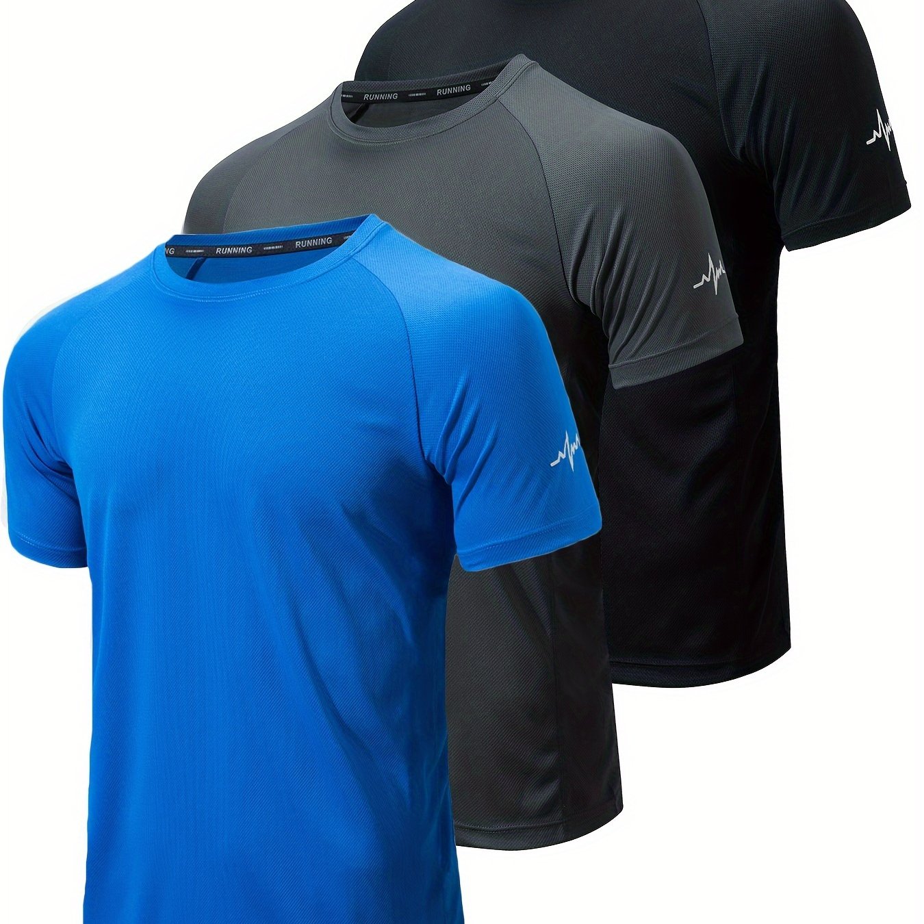 3pcs Compression Shirts Men Short Sleeve Athletic Moisture Wicking Undershirt Gear Tshirt For Sports Workout