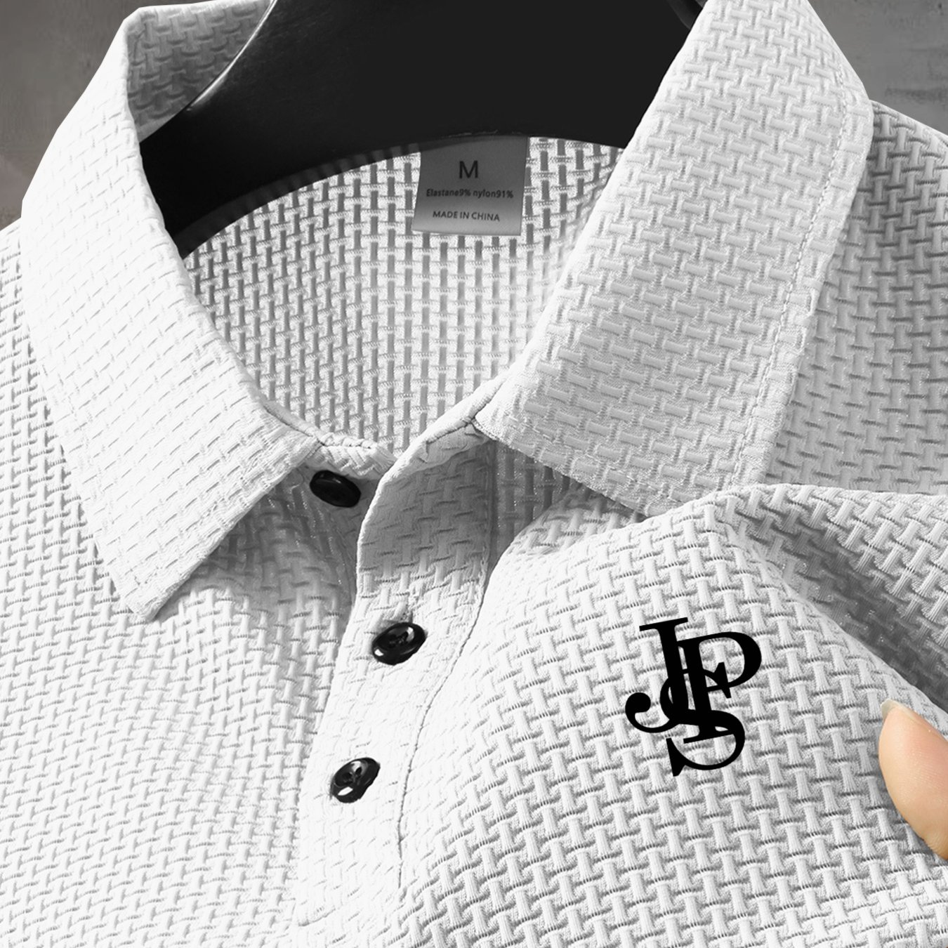 TEMU Jps Pattern Plus Size Men's Outdoor Golf, Equestrian Casual Collar Short Sleeve Textured Tattoo Fabric, Mature Men's Business Casual Jacquard