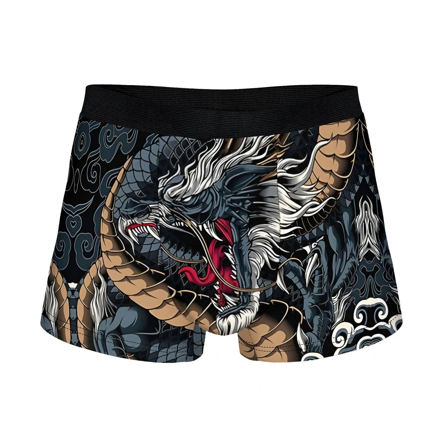 TEMU 2d Printed Design Anime Dragon Japan Underwear With Printed Design, Fashion Boxer Underwear, Machine Washable, Great Gift For Husband