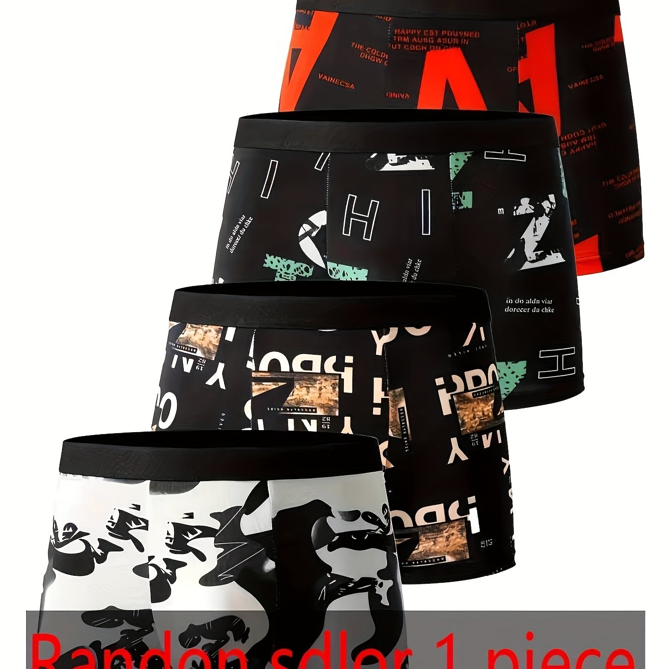 TEMU 1pc Men's Fashion Printed Boxer Briefs - Breathable, Quick-drying, And Stretchy Soft Polyester Blend Underwear