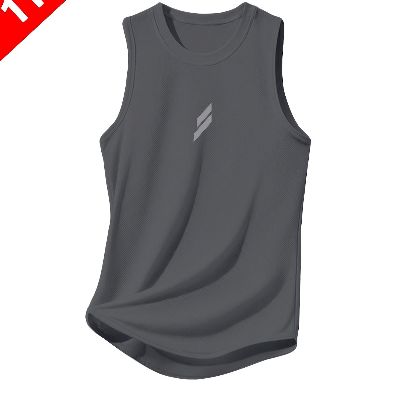 TEMU 1pc Men's Quick-dry Athletic Vest - Breathable Moisture-wicking Sleeveless Gym Top With Diagonal Print, Suitable For Fitness And Cycling, Casual