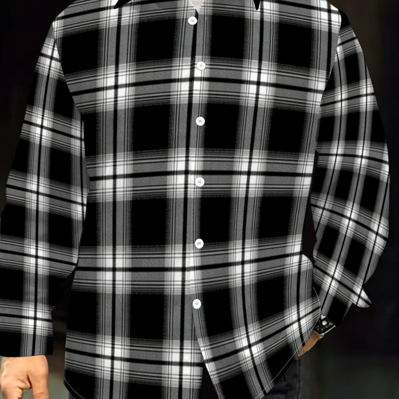 TEMU Men's Plus Size Long Sleeve Shirt, Loose Fit, Spring/autumn, Daily Wear, Casual Fashion, Trendy, Plus Size