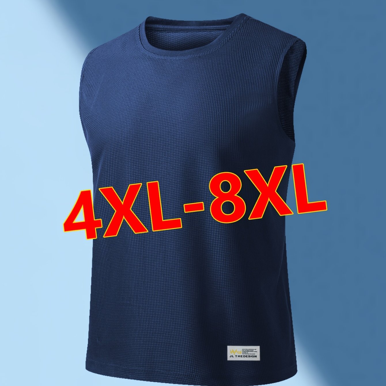 TEMU Super Large Size Men's Waffle Knit Sleeveless Vest, Loose Fit - Solid Color Round Neck Casual Sports Vest For Men, Suitable For Sports And