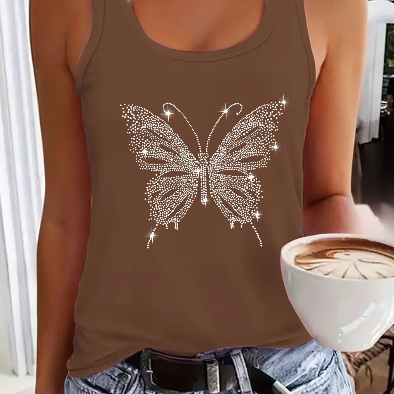 TEMU 2025 New Style Women's European And Garden Collar Sleeveless Tank Top. The Fabric Soft And Skin-friendly With Good , Suitable For Wearing ,